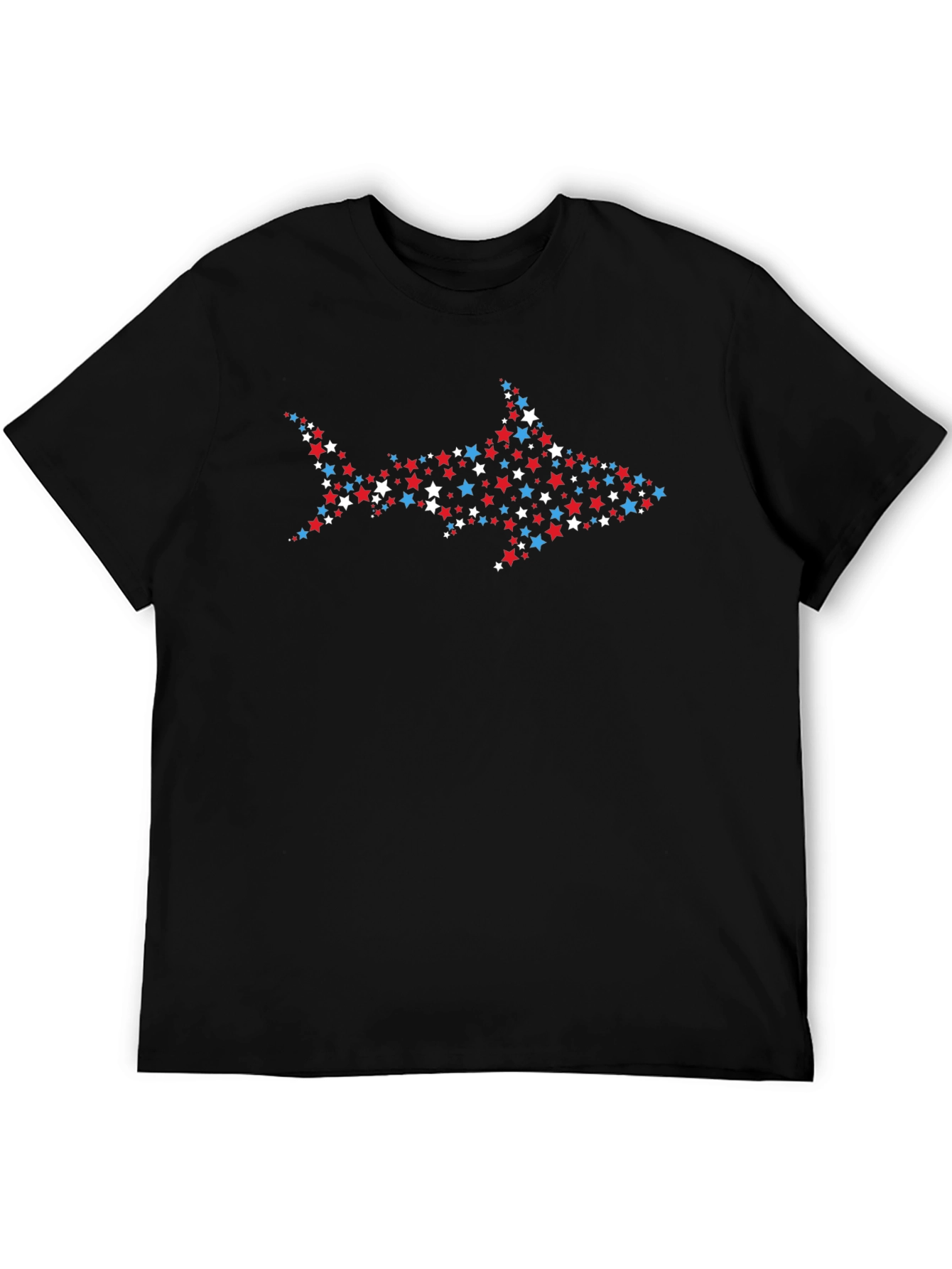Star Shark Graphic Print Black Tee