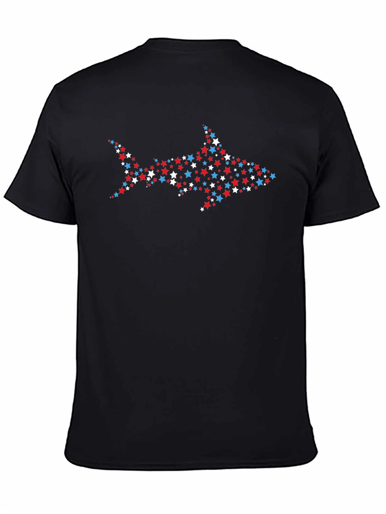 Star Shark Graphic Print Black Tee