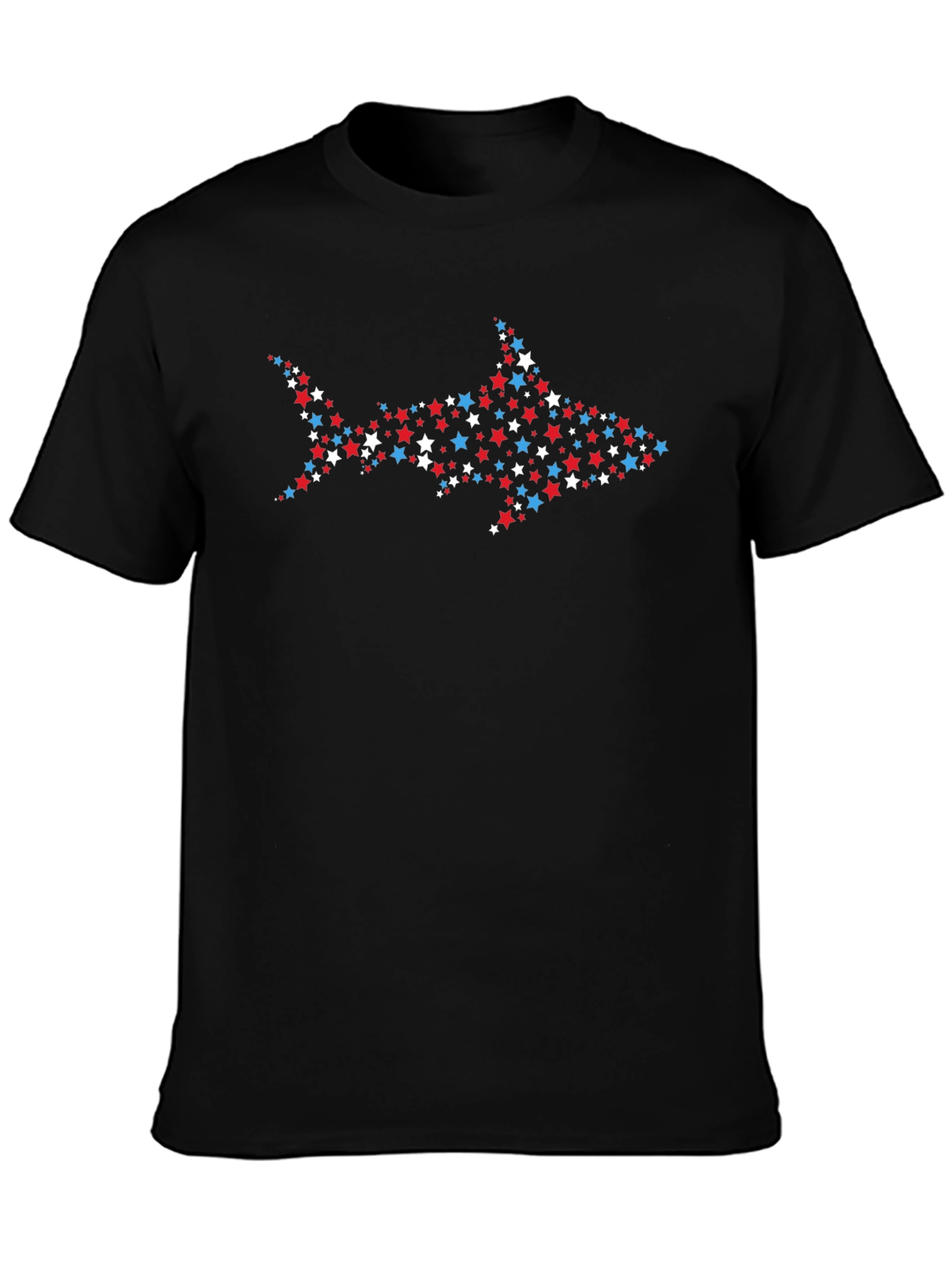 Star Shark Graphic Print Black Tee