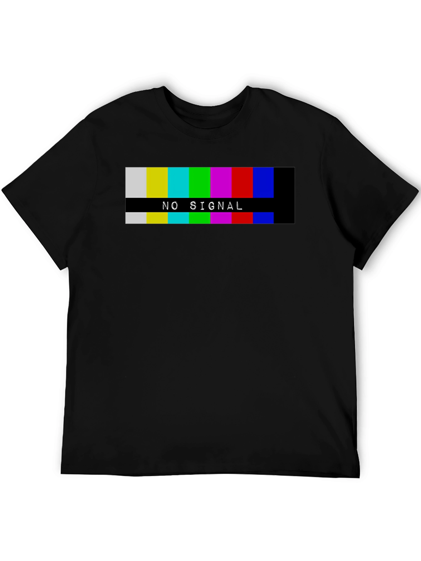Retro No Signal Graphic Tee - Black Cotton T-Shirt