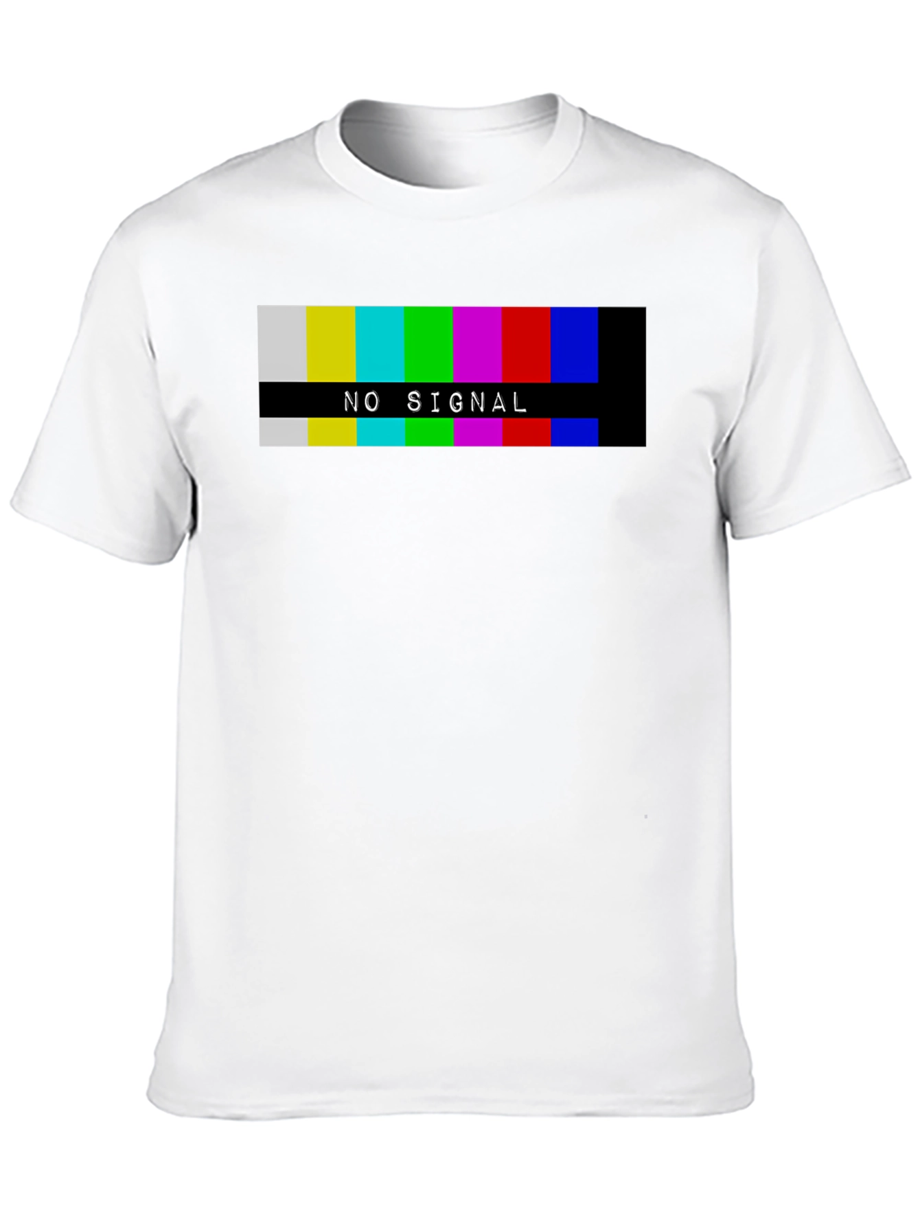 Retro No Signal Graphic Tee - Black Cotton T-Shirt