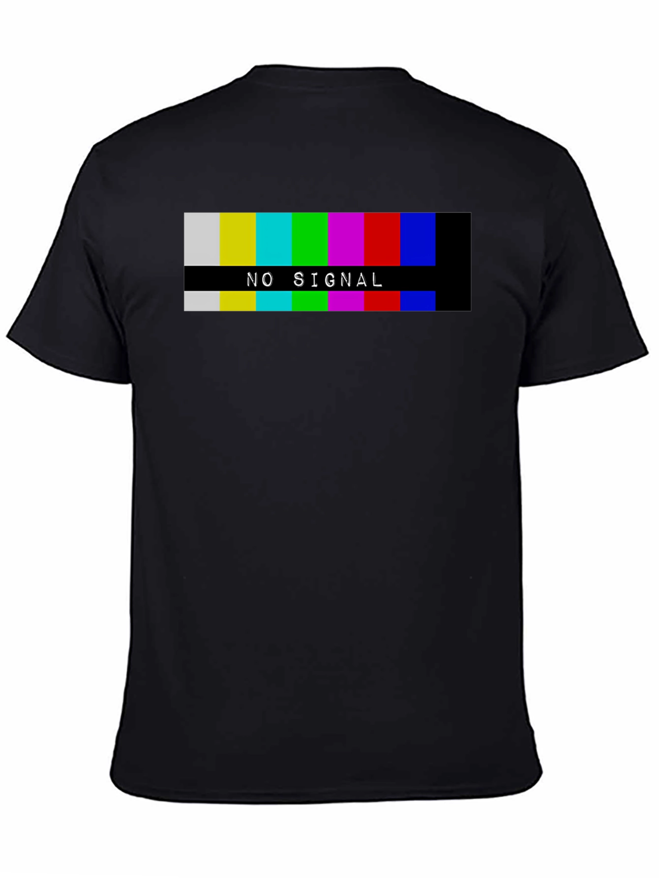 Retro No Signal Graphic Tee - Black Cotton T-Shirt