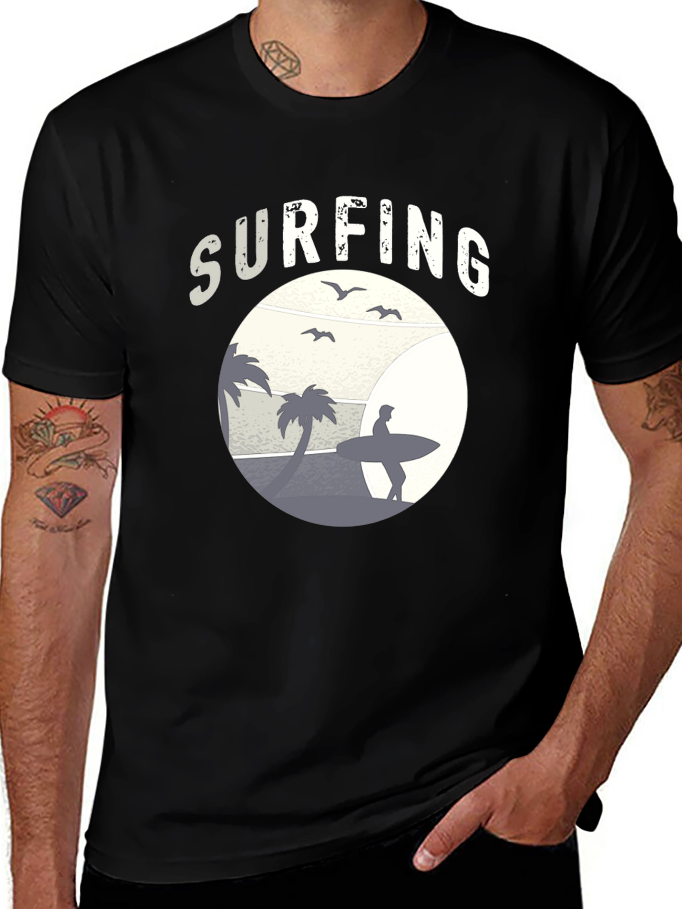Surfing Graphic Tee - Beach Vibes Cotton T-Shirt