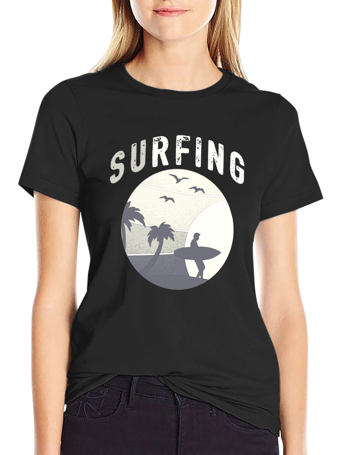 Surfing Graphic Tee - Beach Vibes Cotton T-Shirt