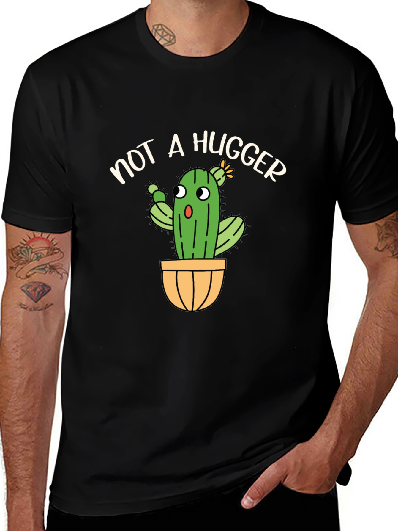 Not A Hugger Cactus T-Shirt Funny Graphic Tee