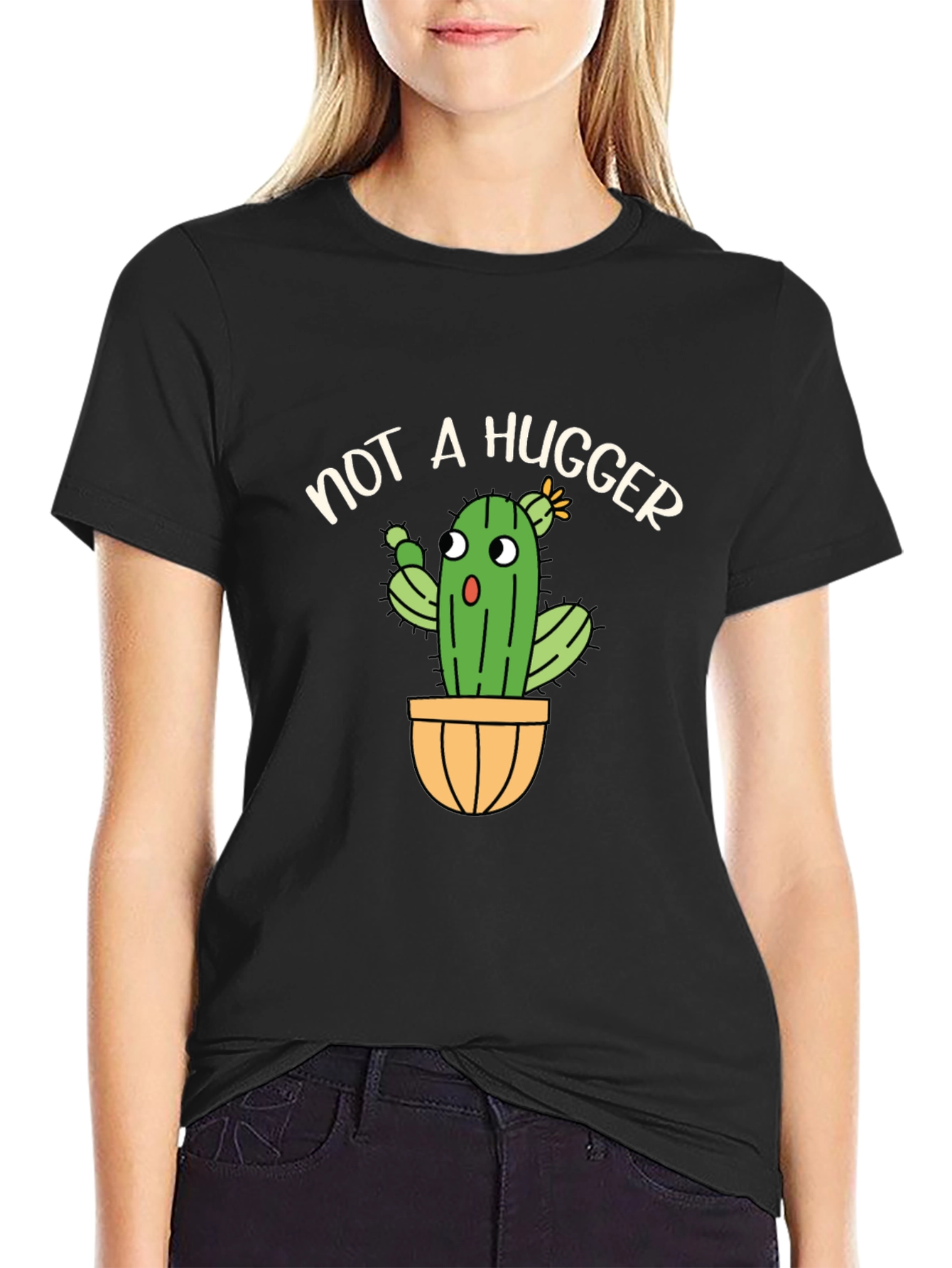Not A Hugger Cactus T-Shirt Funny Graphic Tee
