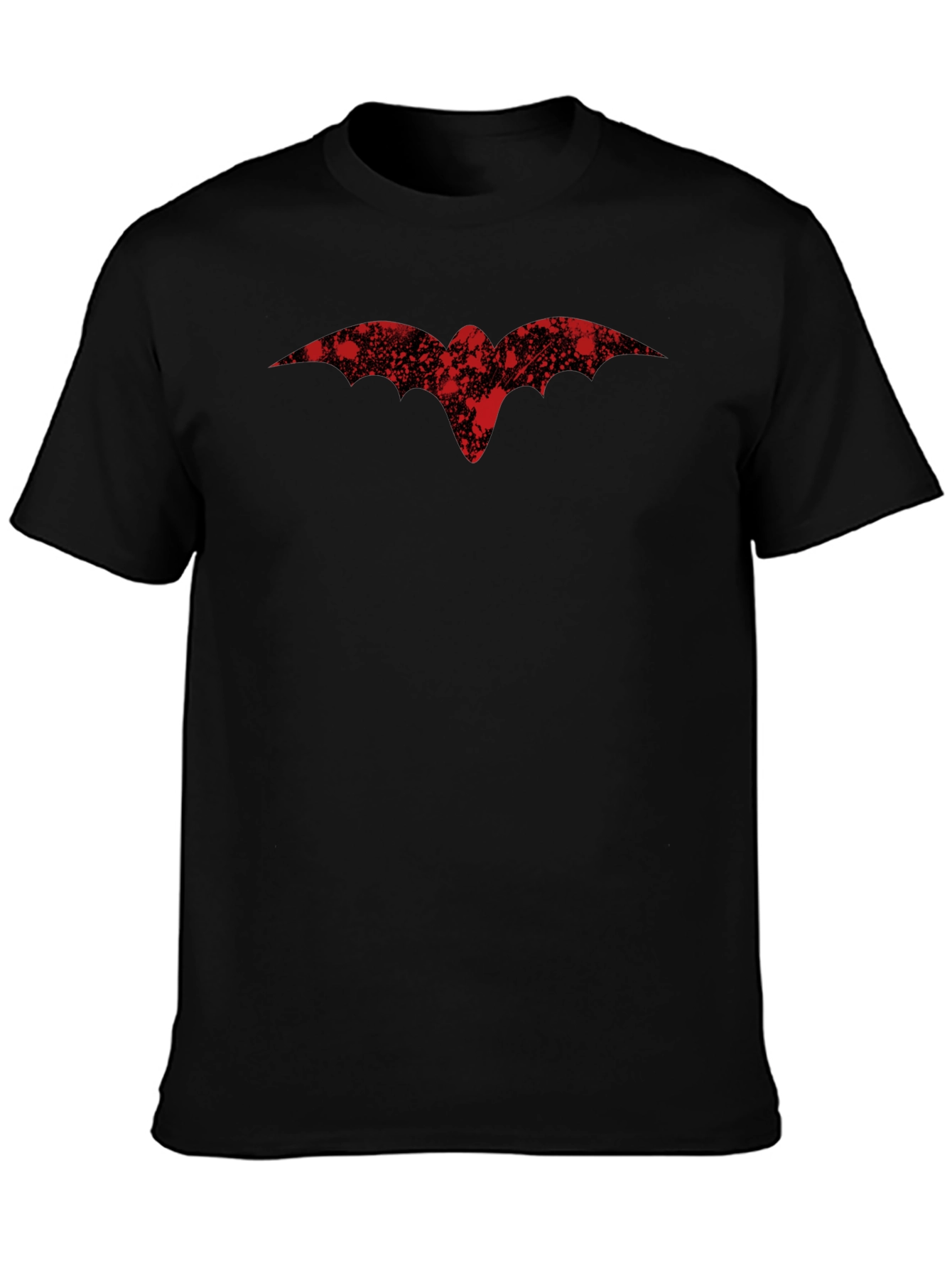 Distressed Red Bat Logo Black T-Shirt
