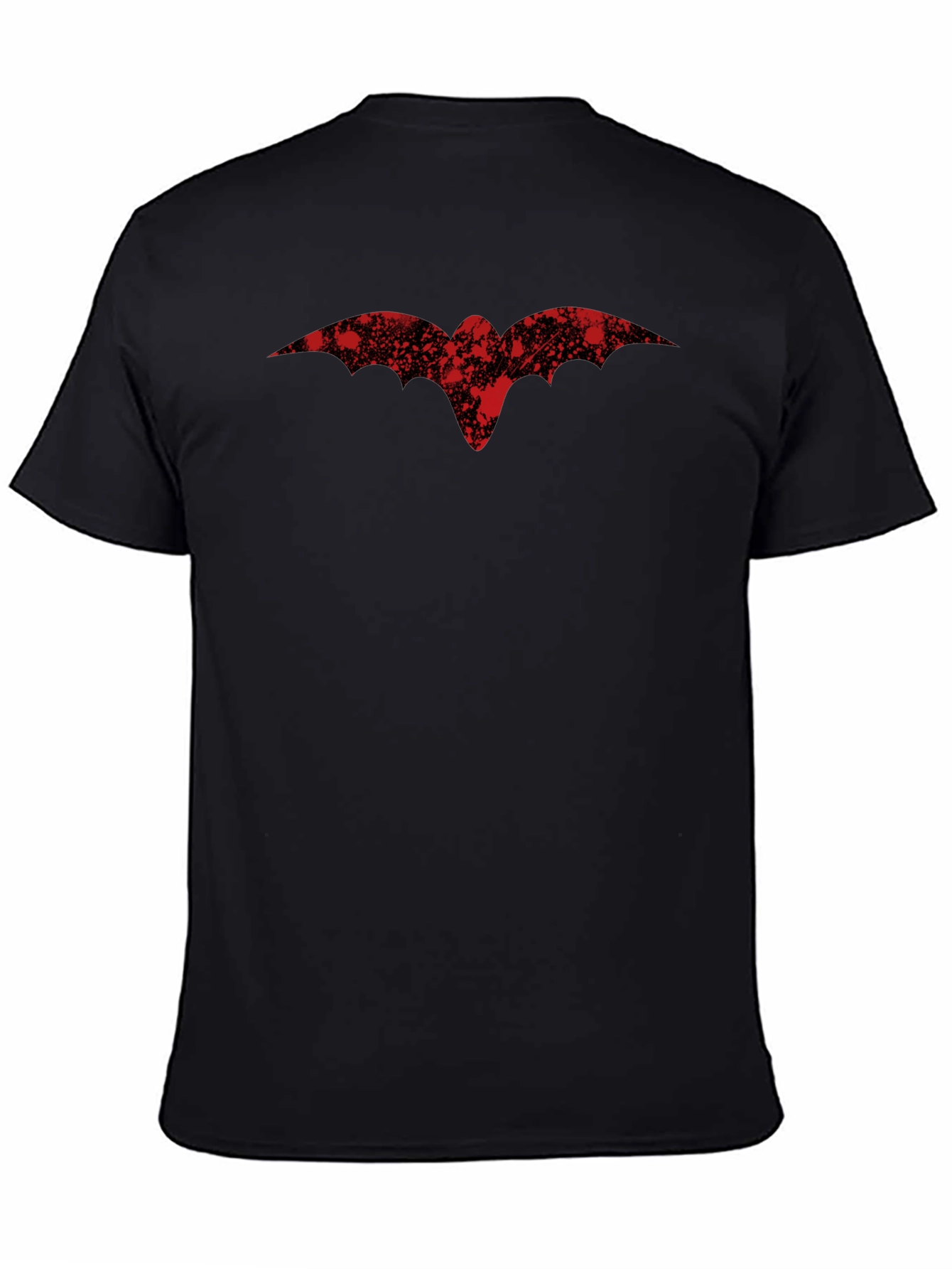 Distressed Red Bat Logo Black T-Shirt