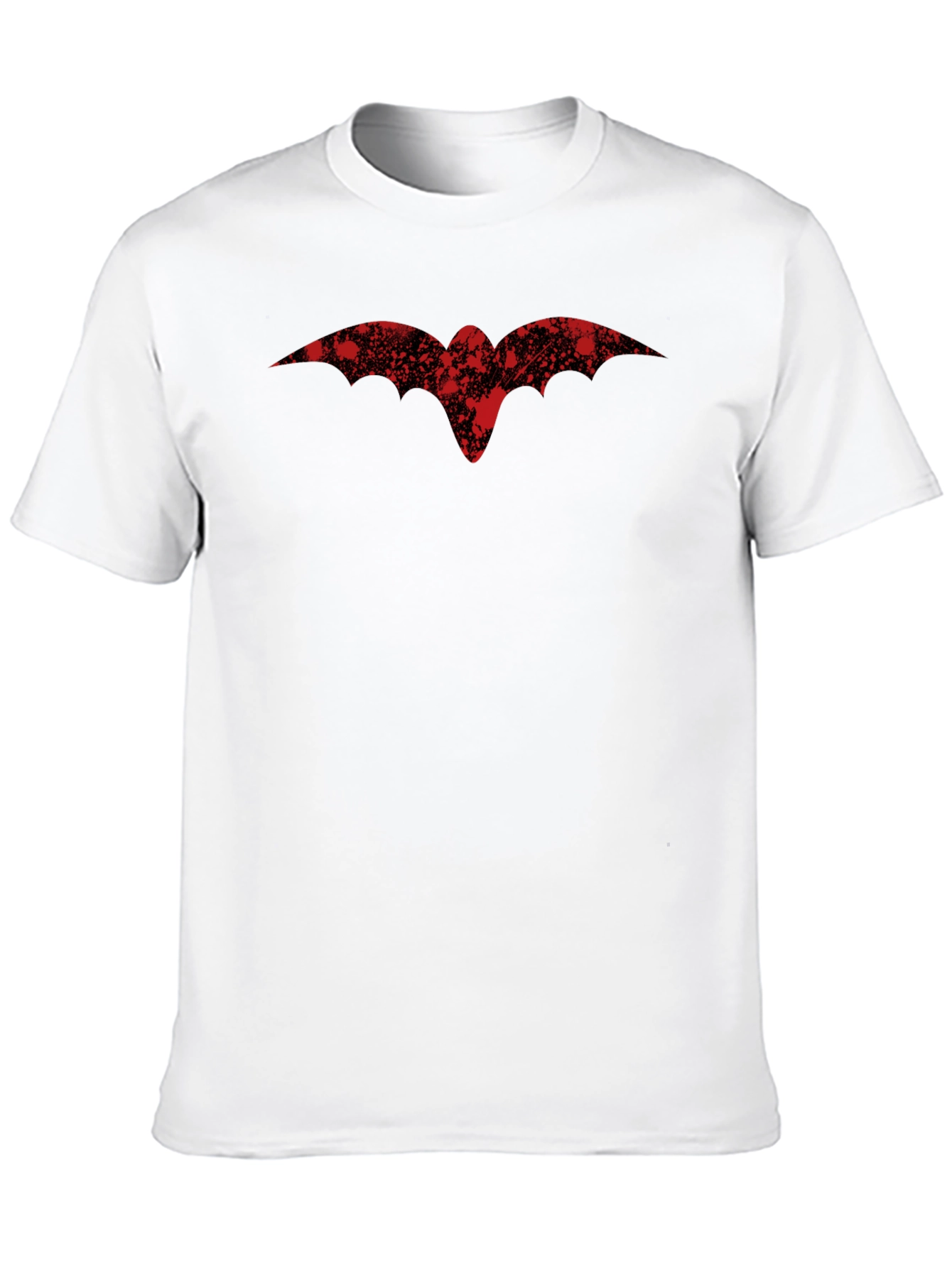Distressed Red Bat Logo Black T-Shirt