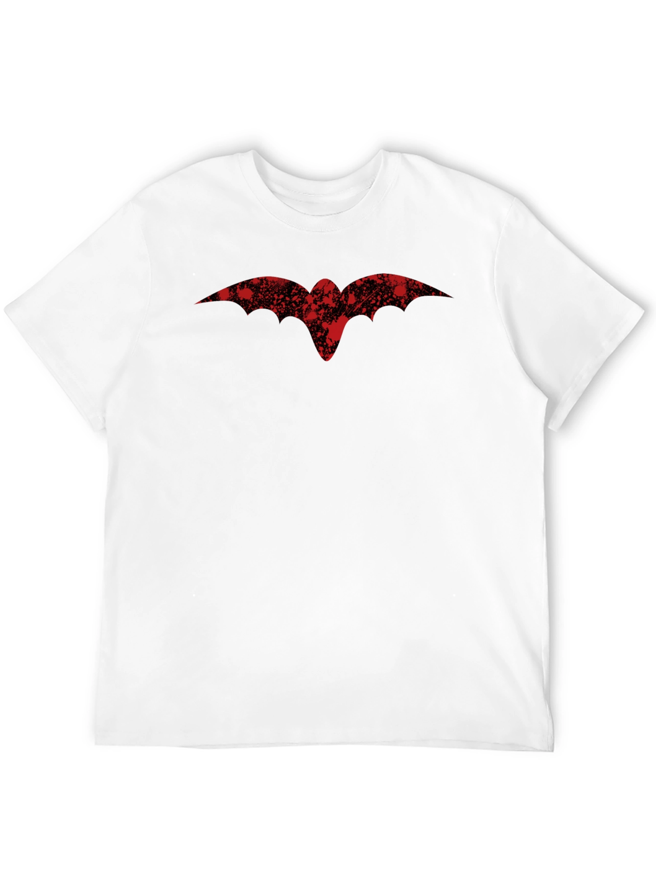 Distressed Red Bat Logo Black T-Shirt