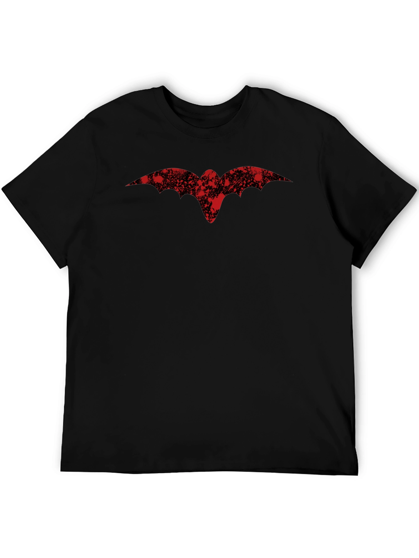 Distressed Red Bat Logo Black T-Shirt
