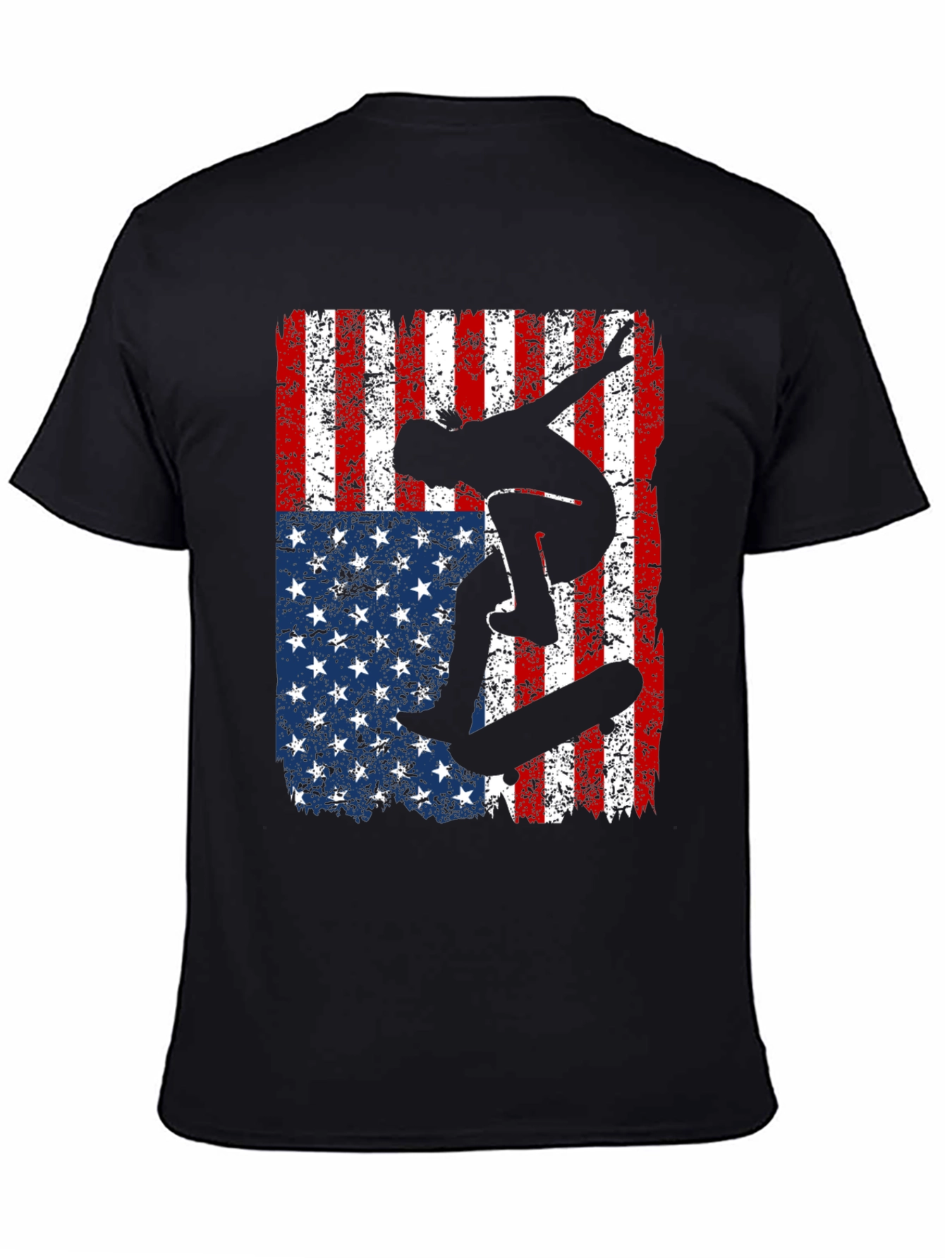 Skateboarder American Flag Graphic T-Shirt