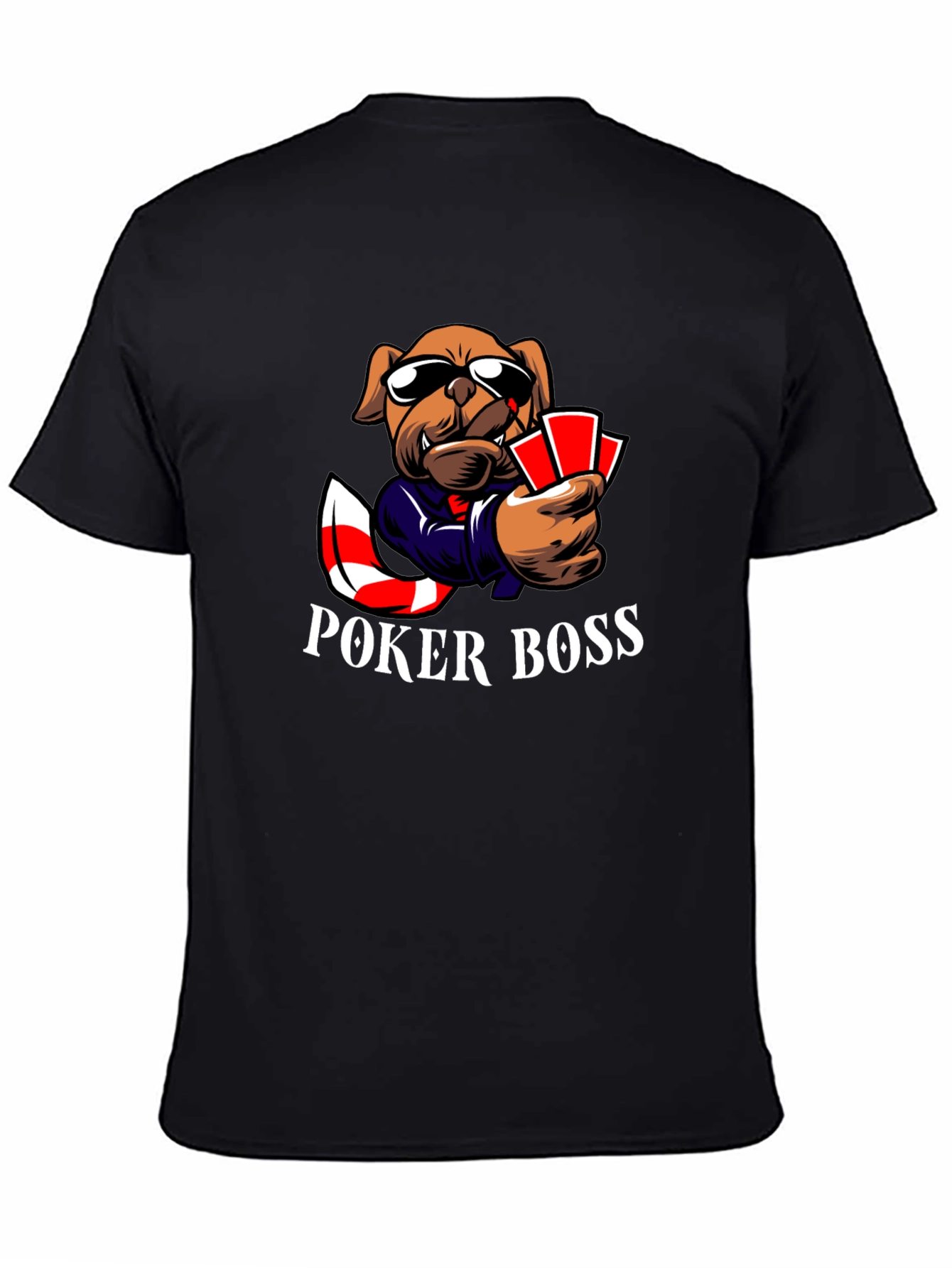 Poker Boss Dog Graphic T-Shirt - Playful Design