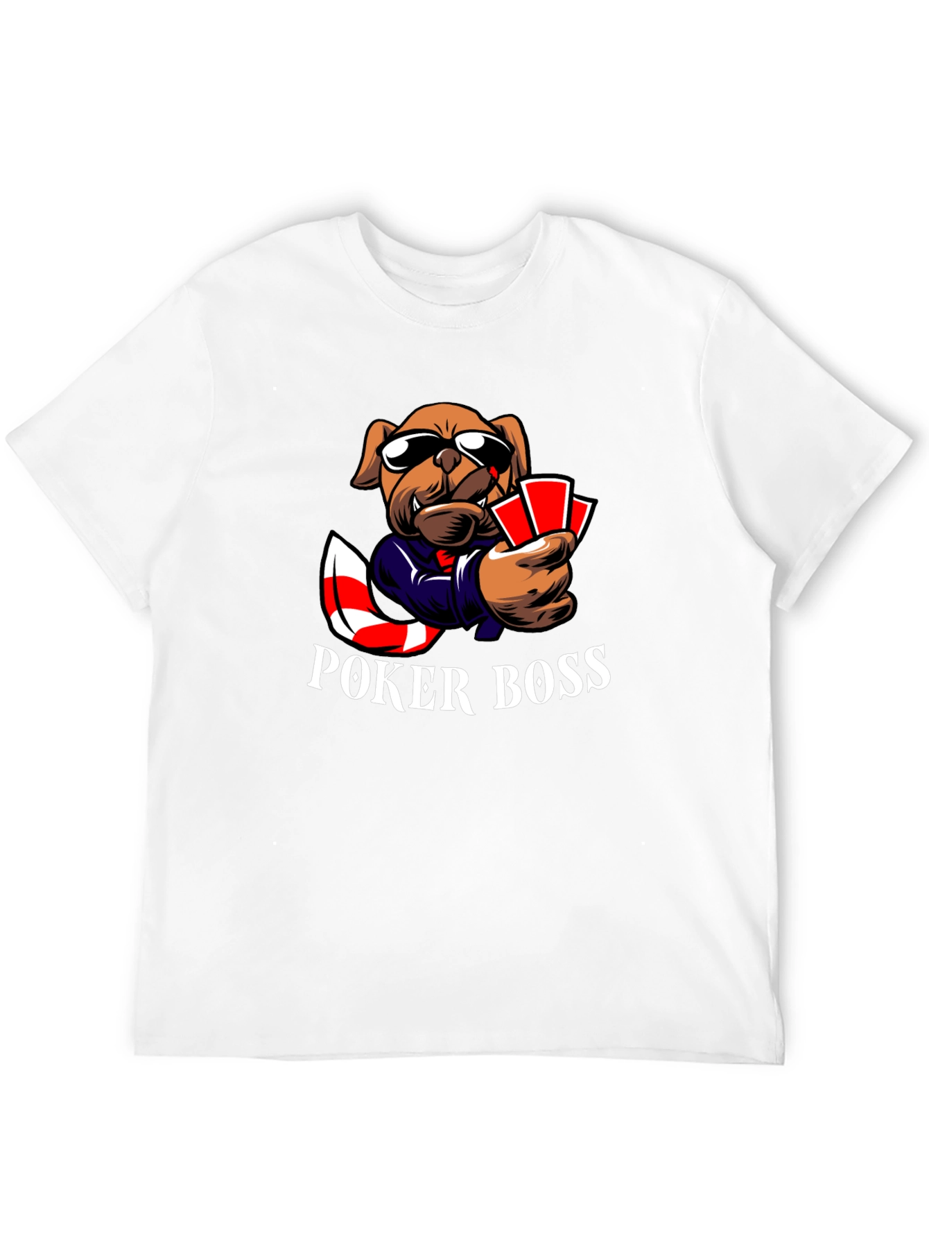 Poker Boss Dog Graphic T-Shirt - Playful Design