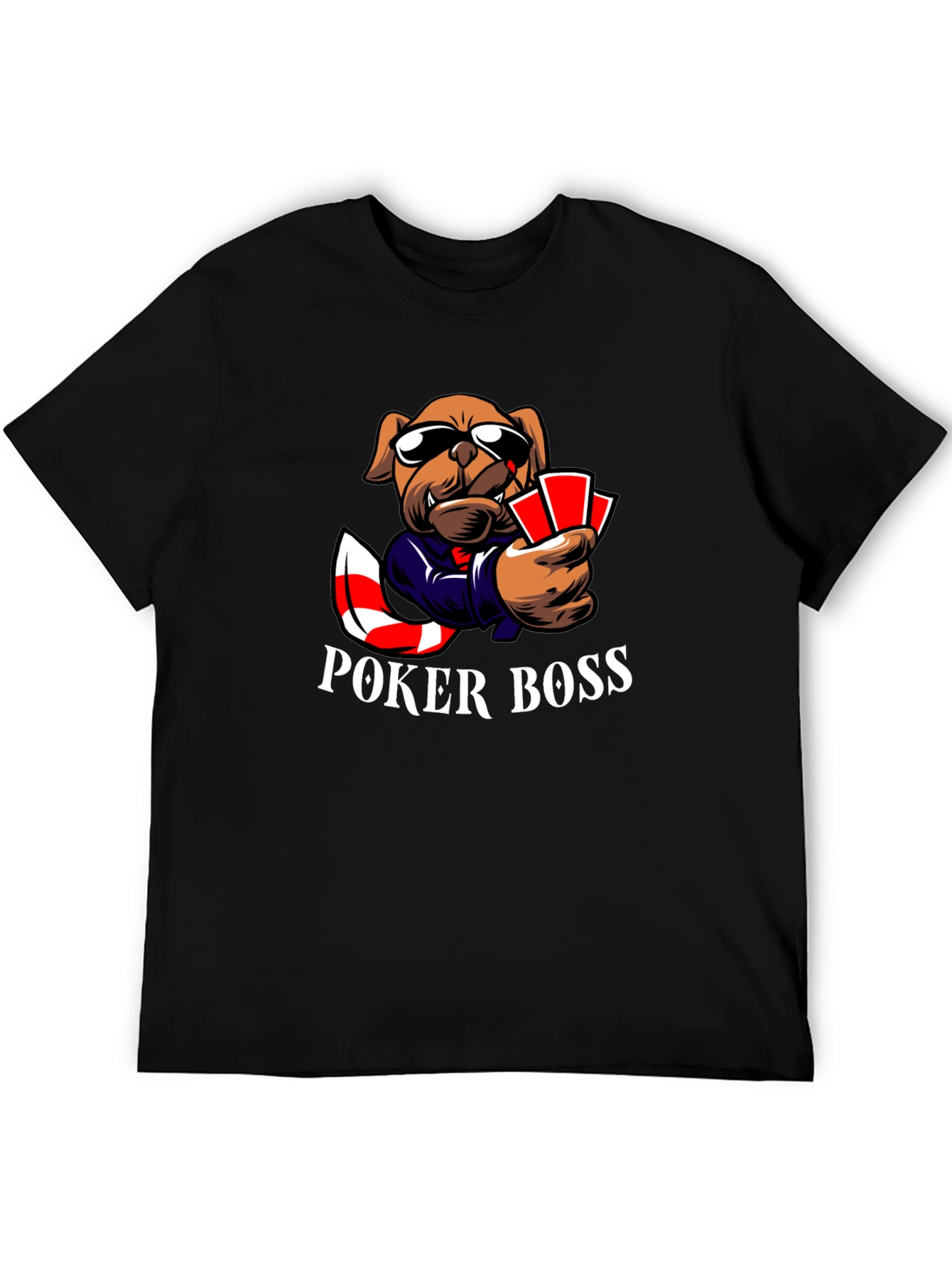 Poker Boss Dog Graphic T-Shirt - Playful Design