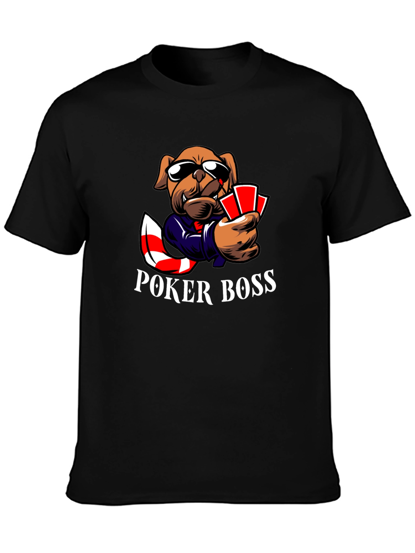 Poker Boss Dog Graphic T-Shirt - Playful Design