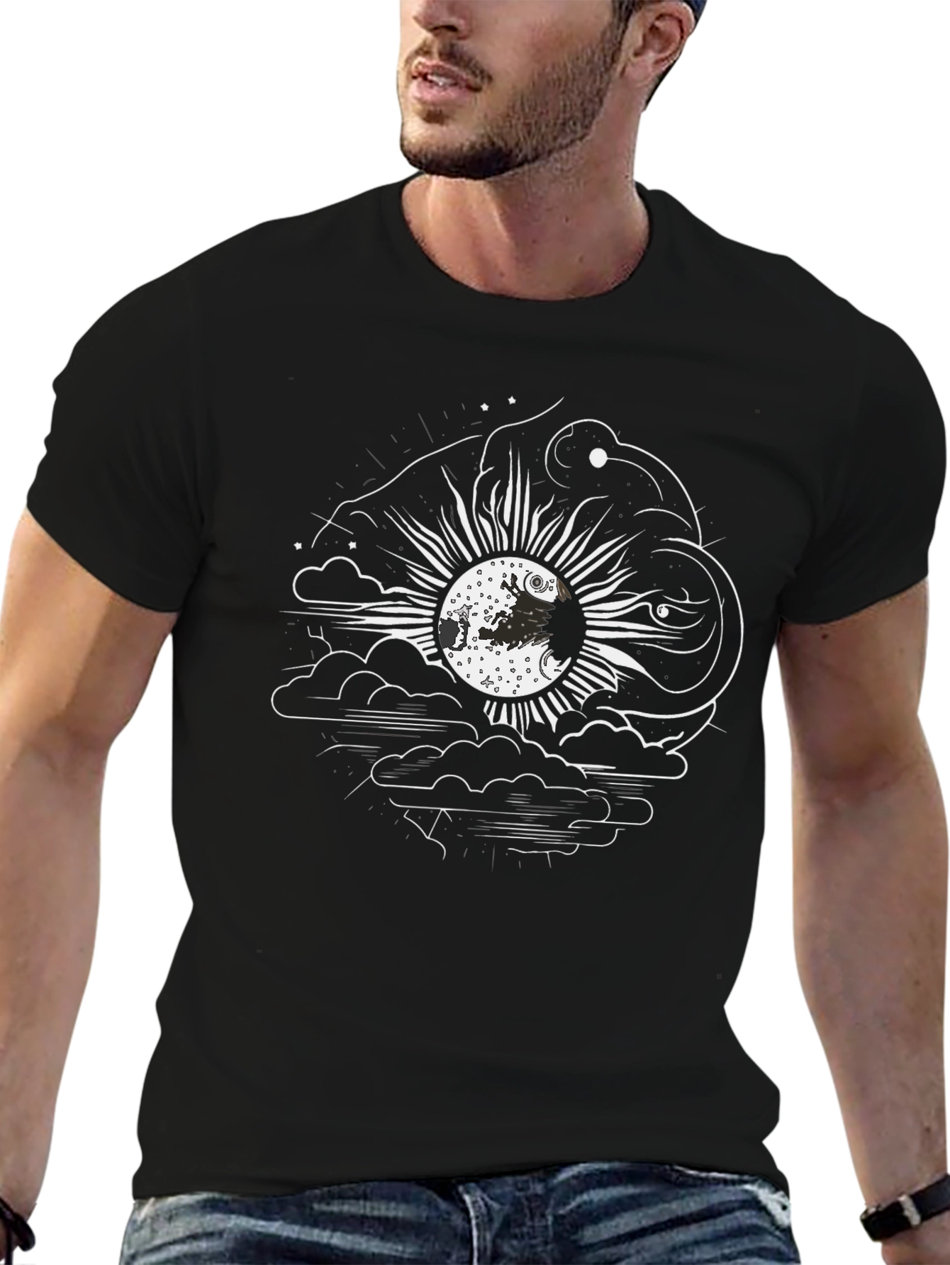Mens Graphic Tee - Moon Elephant Design