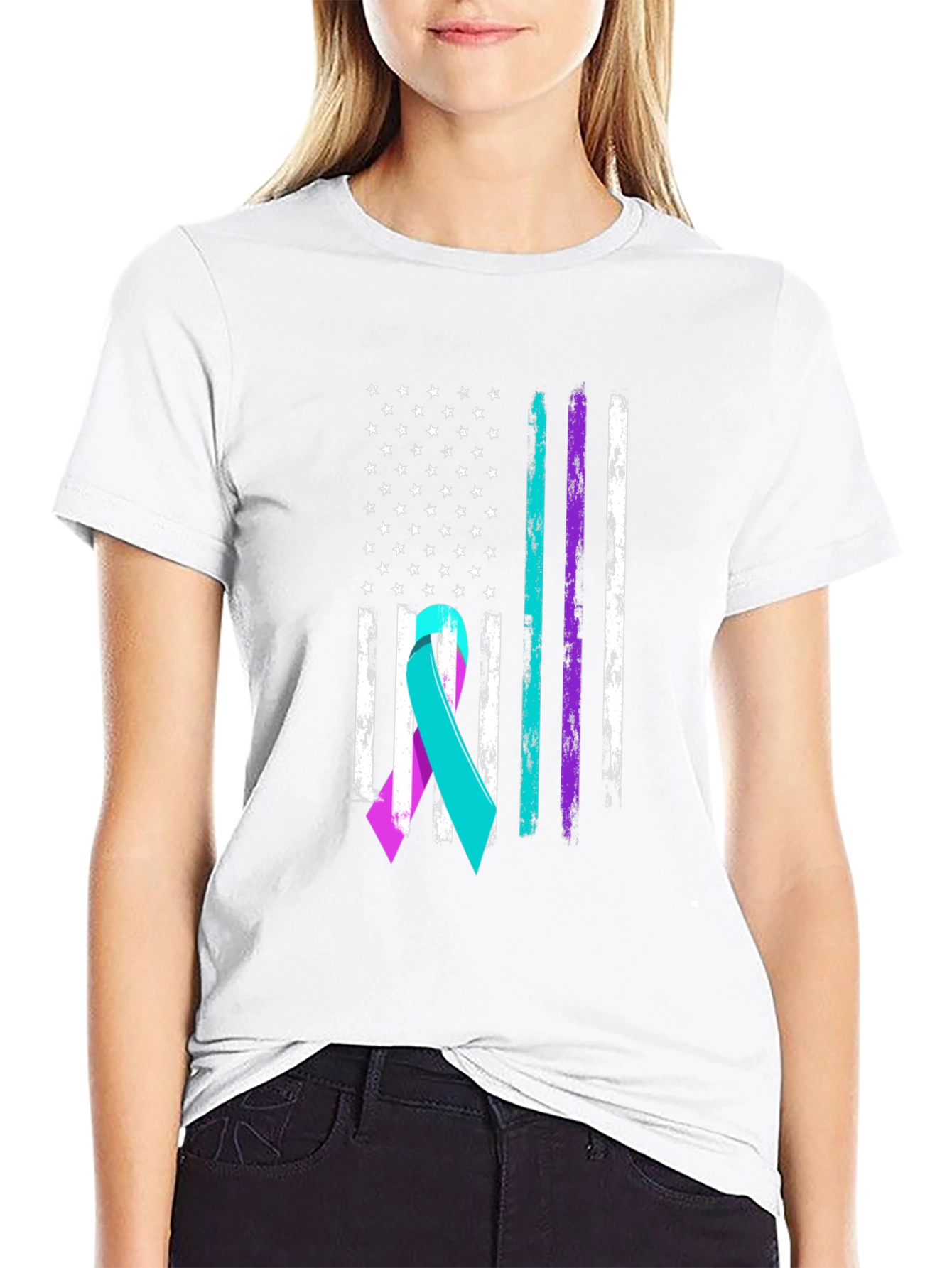 Awareness Ribbon Flag Graphic Tee - Black