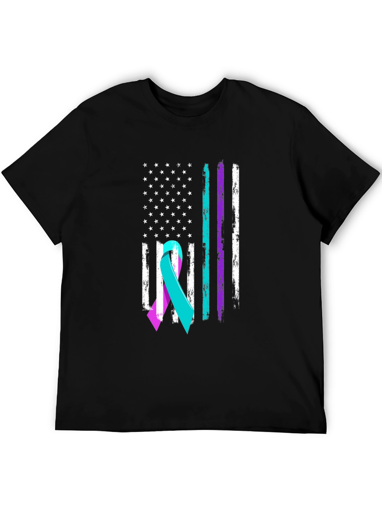 Awareness Ribbon Flag Graphic Tee - Black