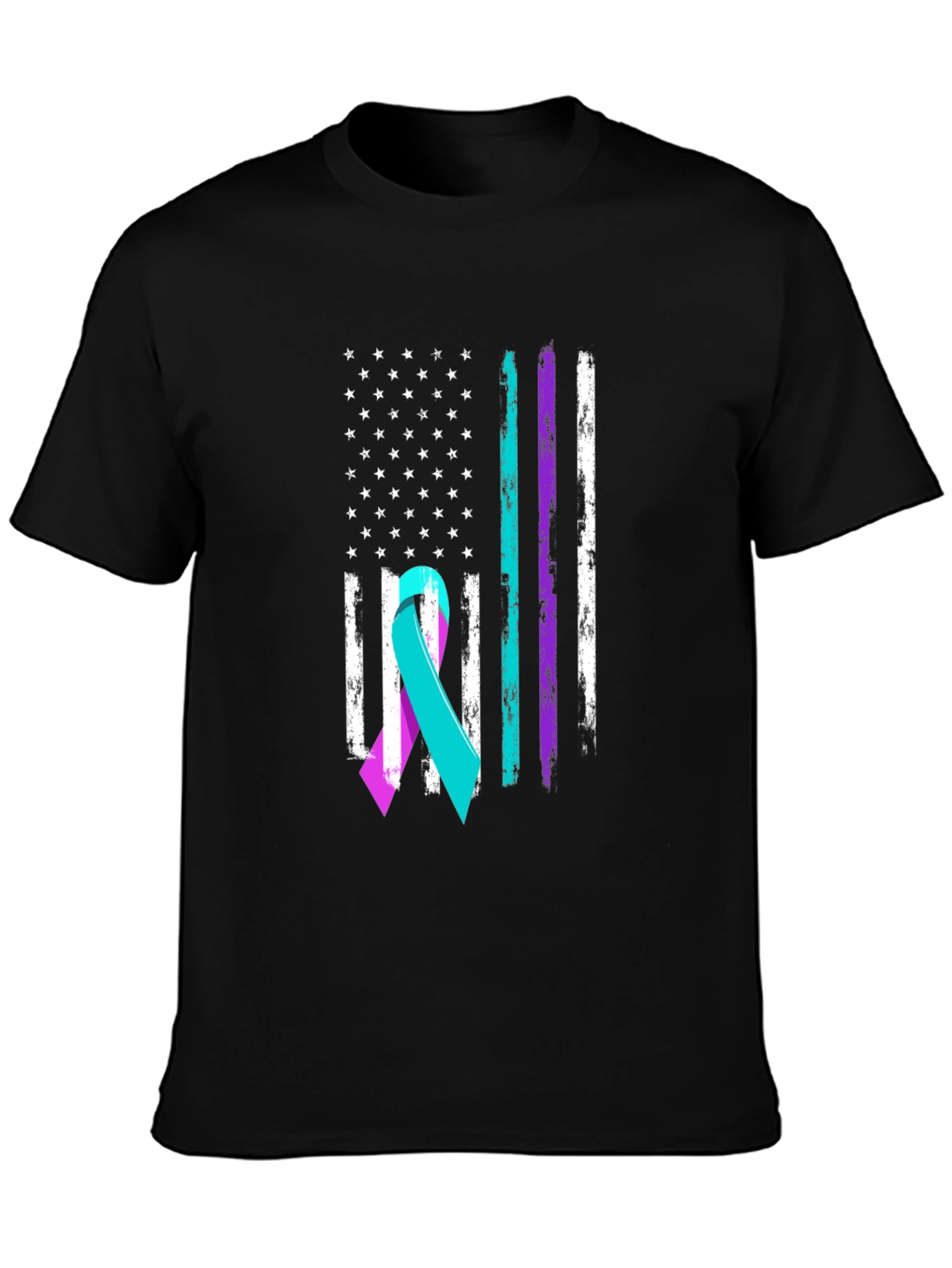 Awareness Ribbon Flag Graphic Tee - Black