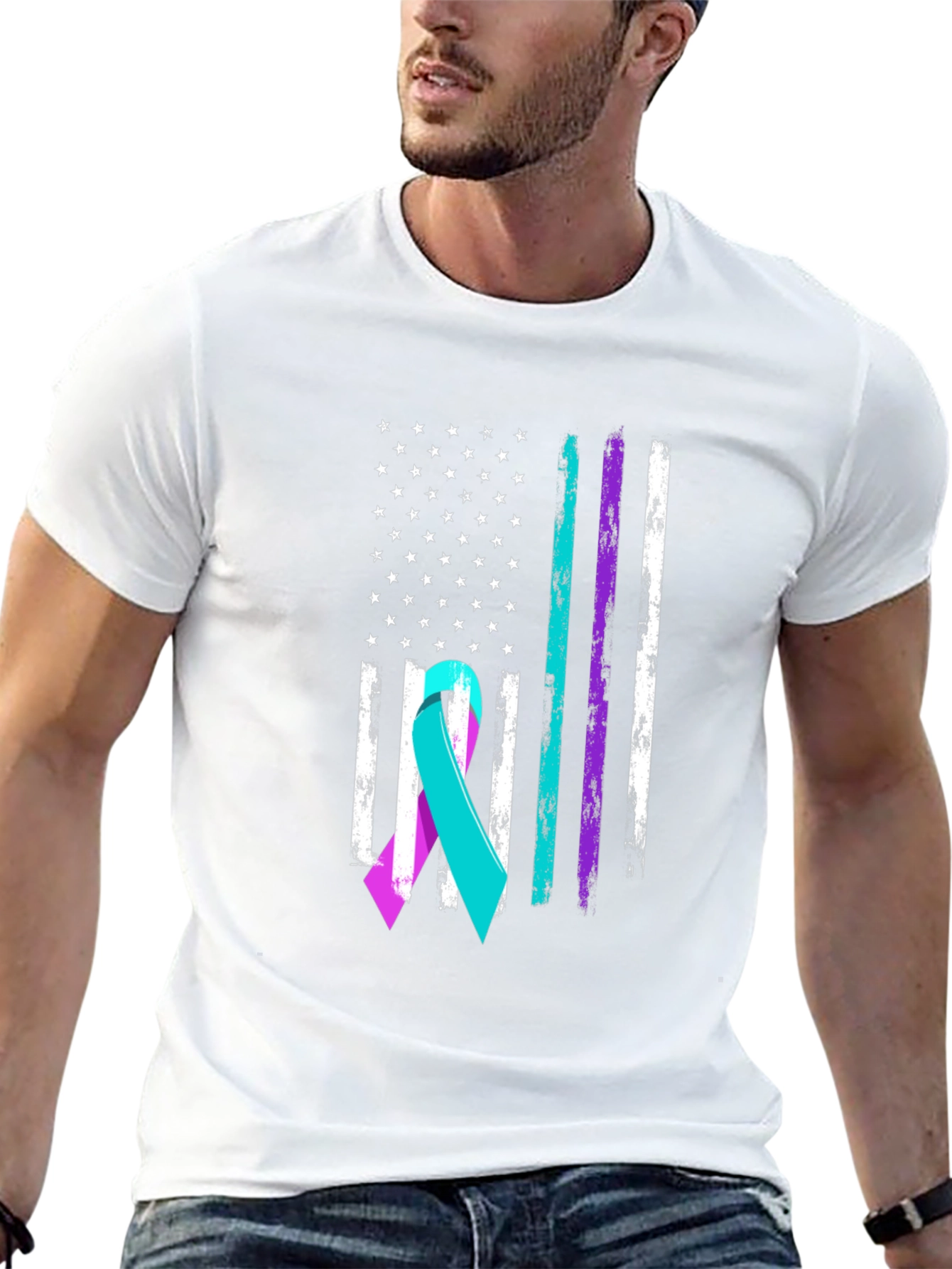 Awareness Ribbon Flag Graphic Tee - Black