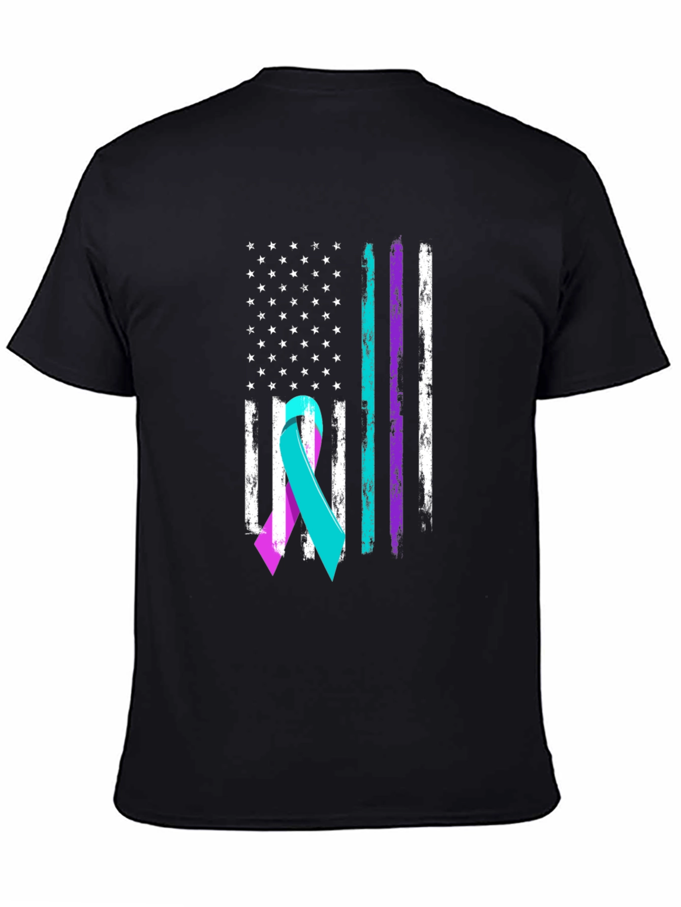 Awareness Ribbon Flag Graphic Tee - Black