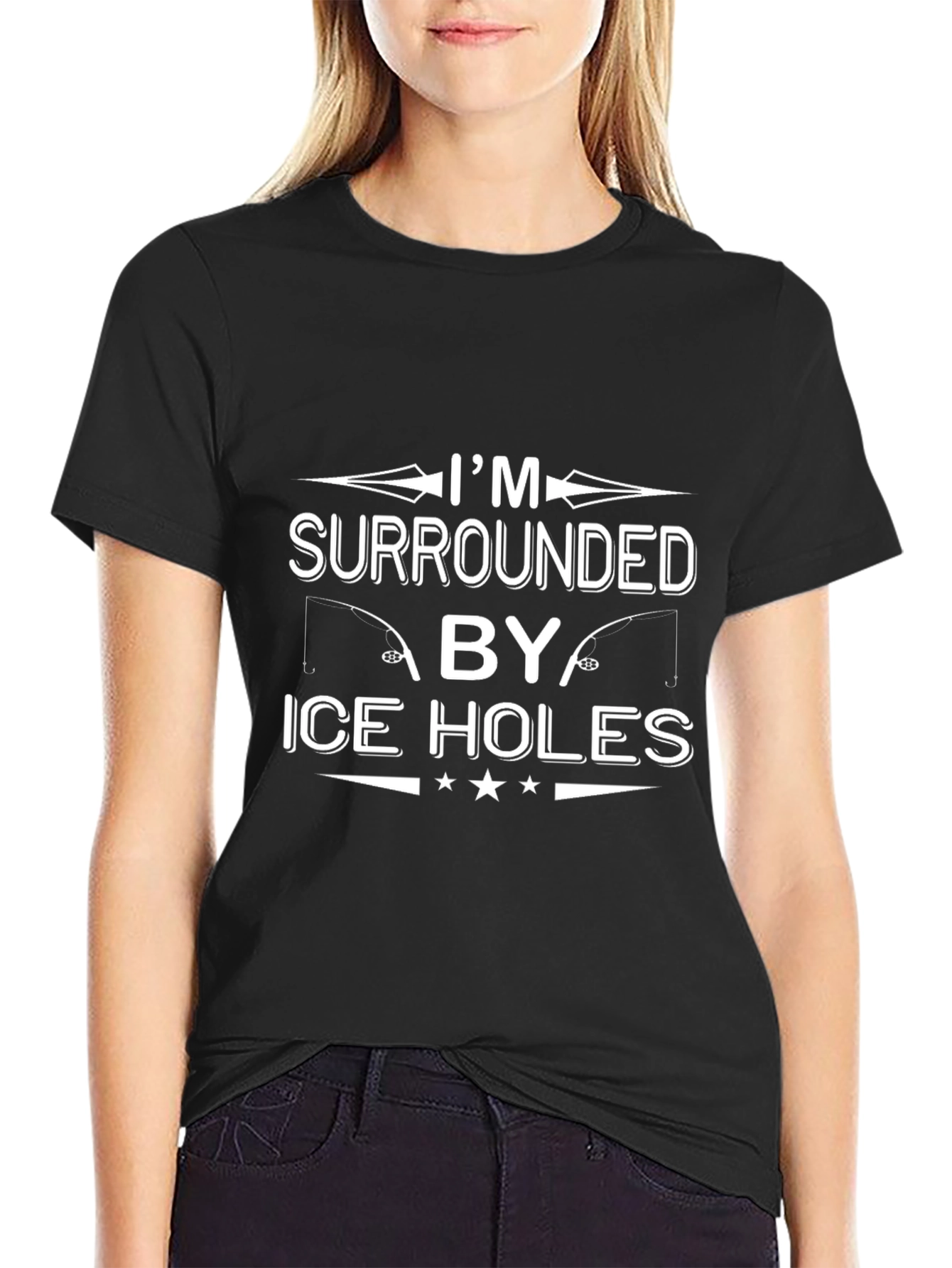 Im Surrounded By Ice Holes Black T-Shirt