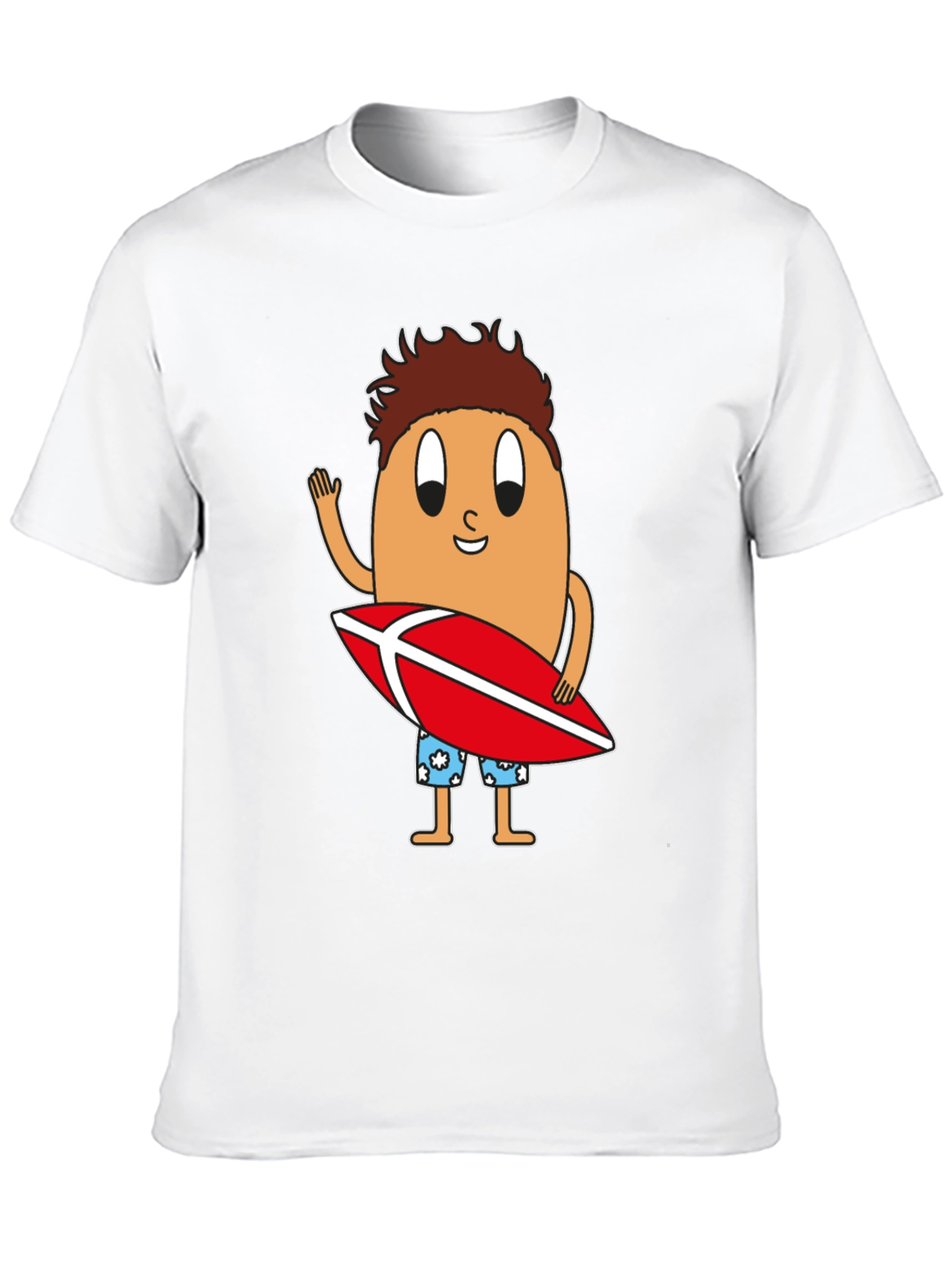 Funny Surfing Egg Cartoon Graphic T-Shirt