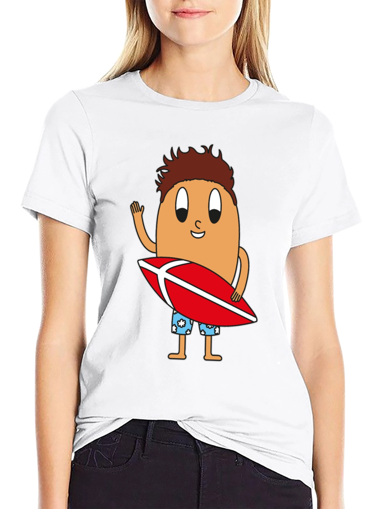 Funny Surfing Egg Cartoon Graphic T-Shirt