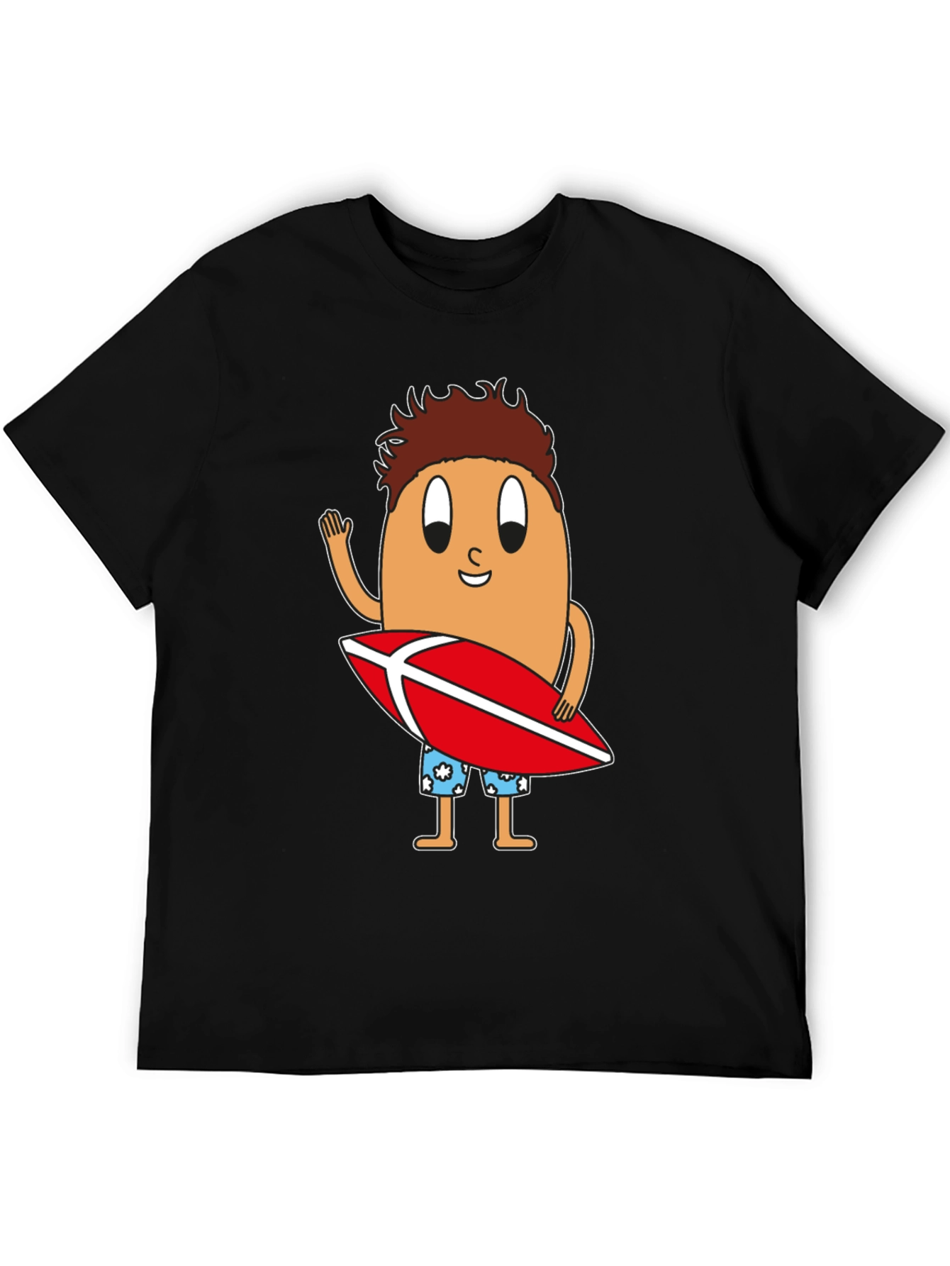 Funny Surfing Egg Cartoon Graphic T-Shirt