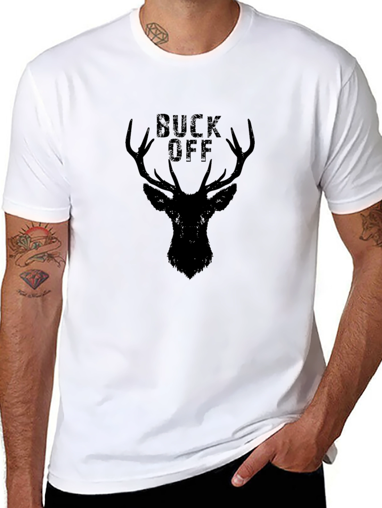 Buck Off Deer Graphic Tee - Black Cotton T-Shirt