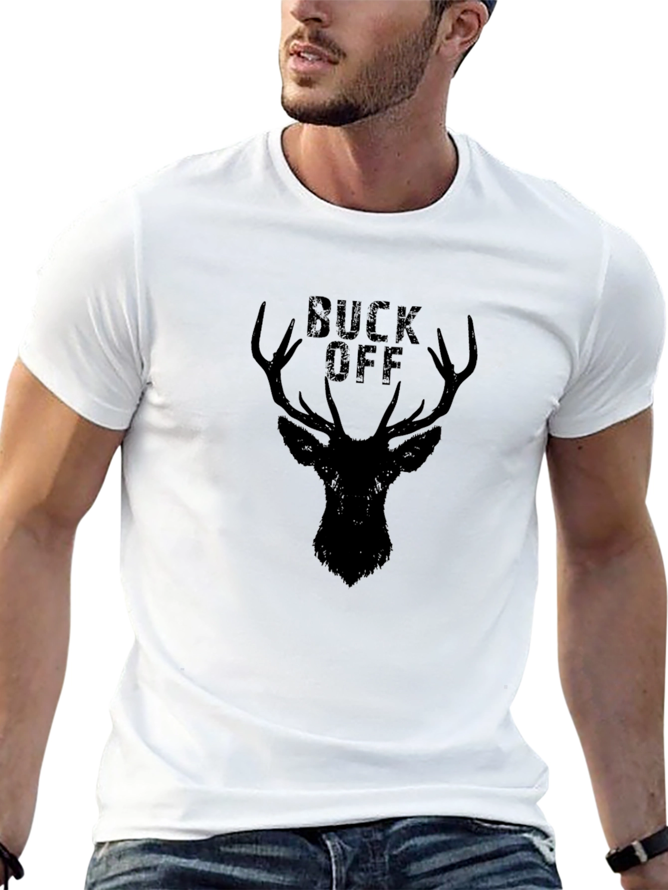 Buck Off Deer Graphic Tee - Black Cotton T-Shirt