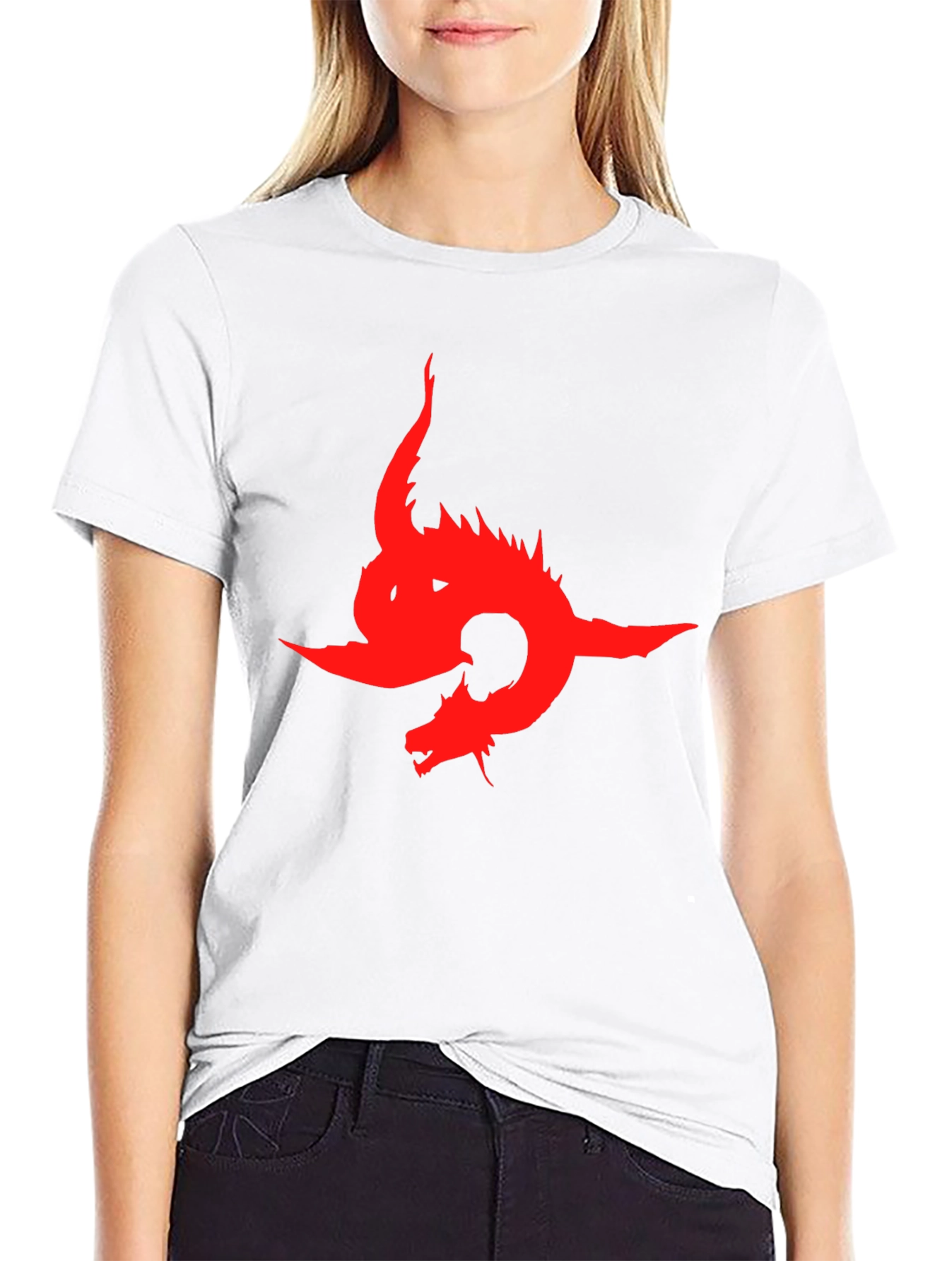 Dragon Graphic Print T-Shirt - Bold Red Design