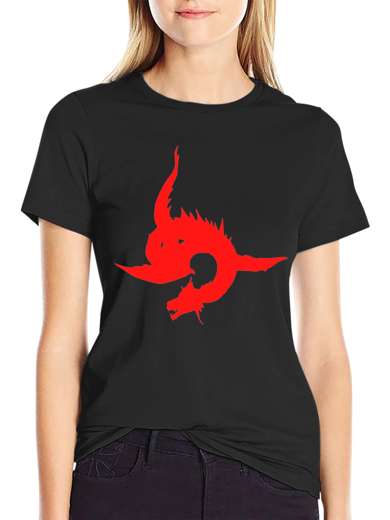 Dragon Graphic Print T-Shirt - Bold Red Design