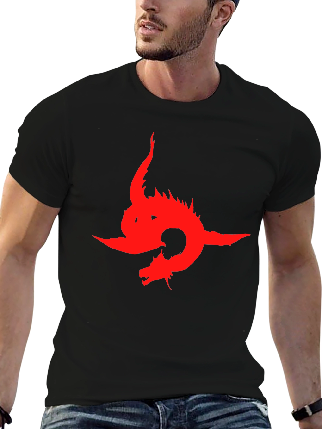 Dragon Graphic Print T-Shirt - Bold Red Design