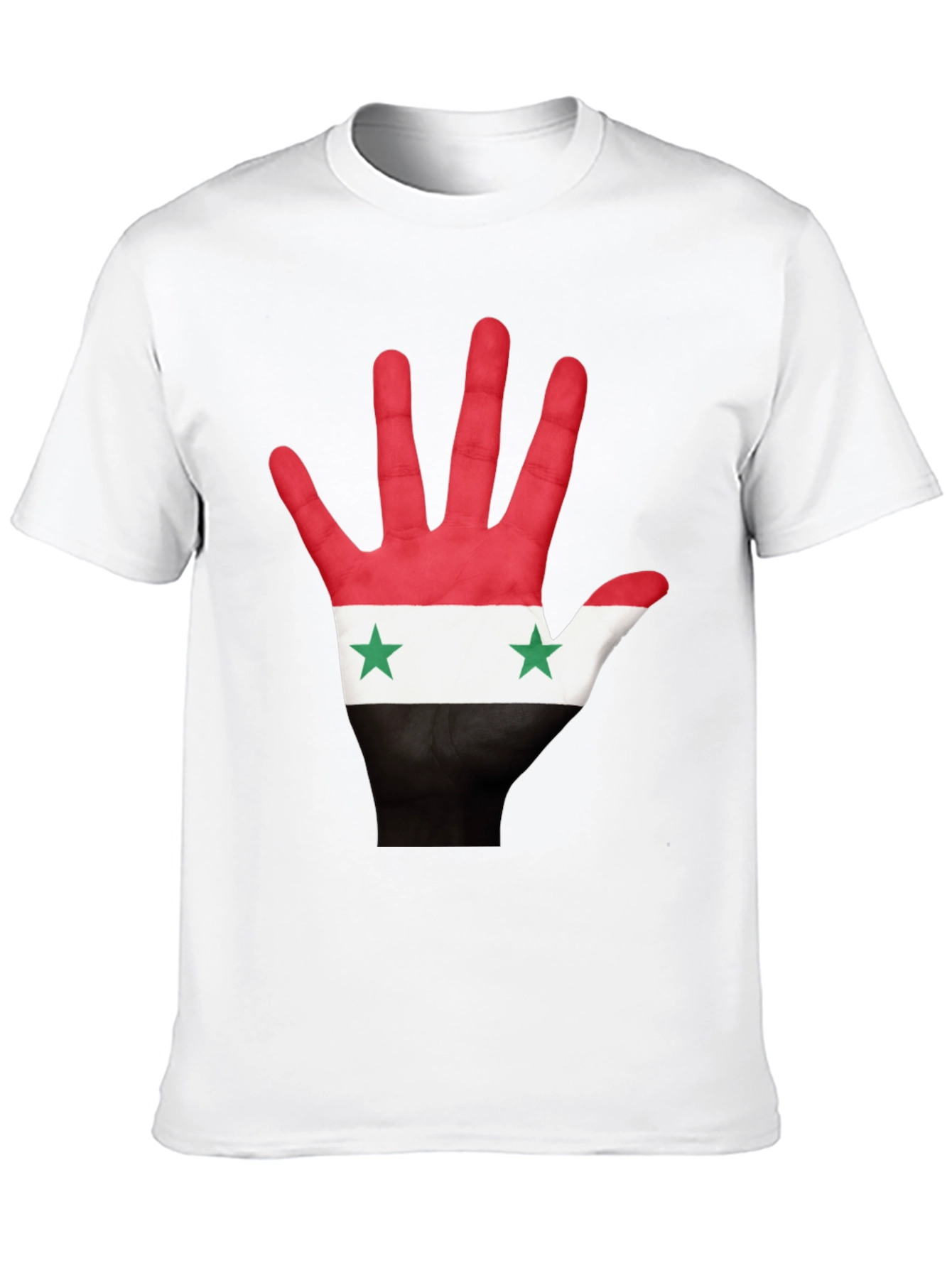 Syria Flag Hand Print T-Shirt - Black