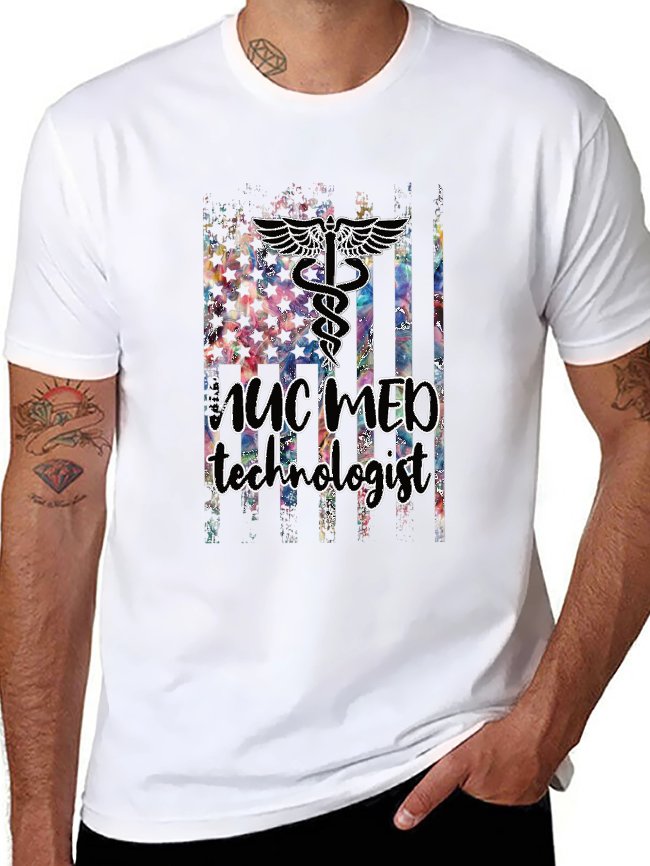 Nuclear Med Tech T-Shirt - American Flag Design