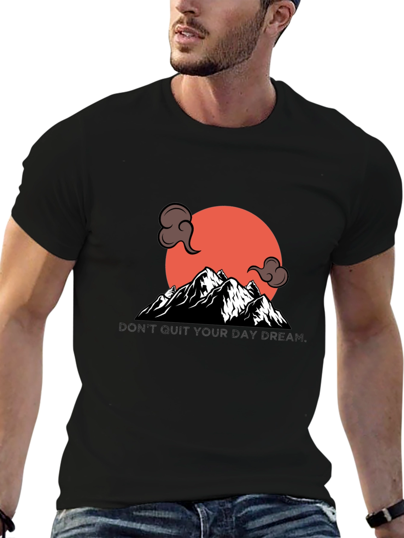 Mountain Sunset Graphic Tee - Stylish Black T-Shirt