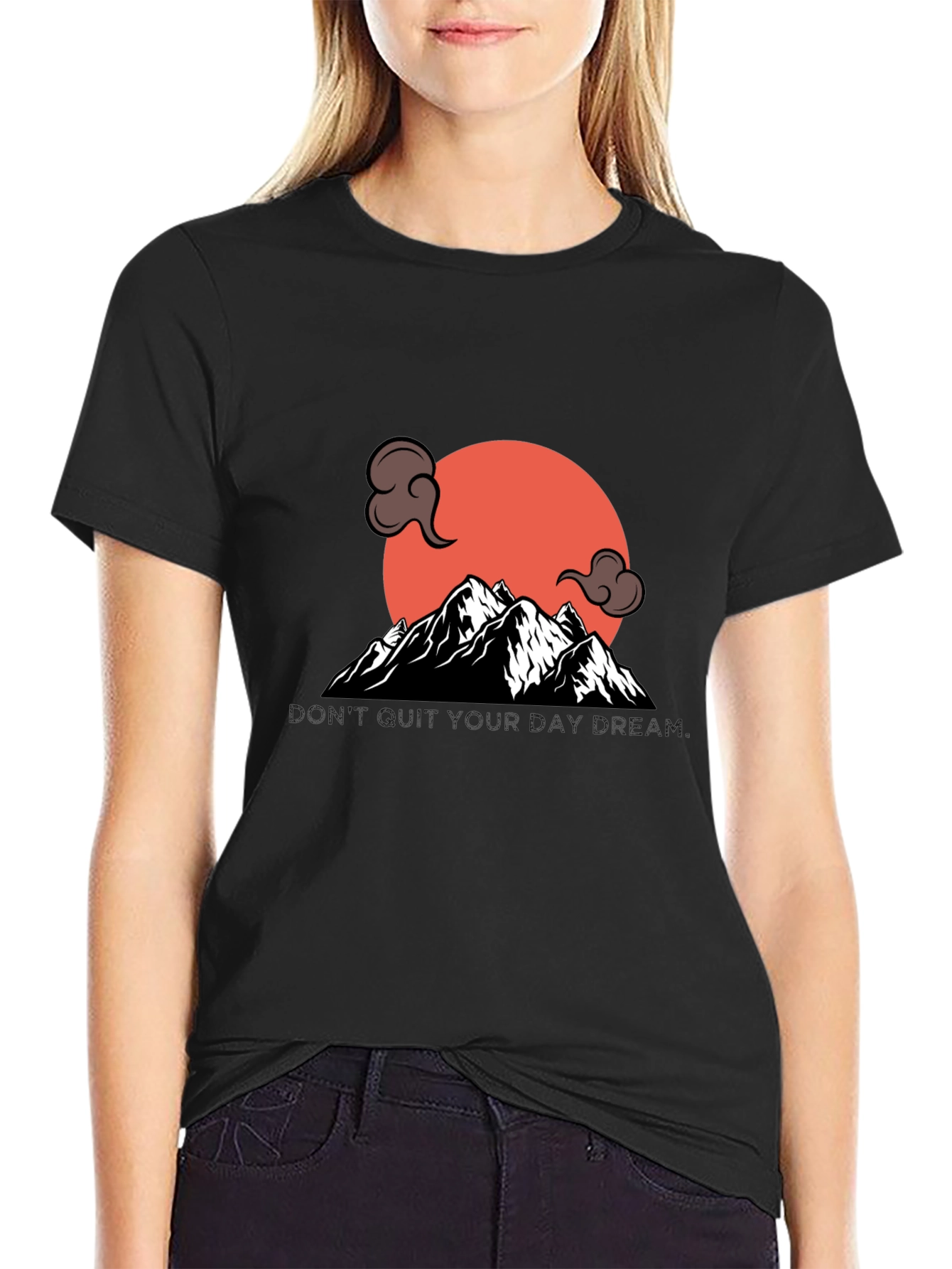 Mountain Sunset Graphic Tee - Stylish Black T-Shirt