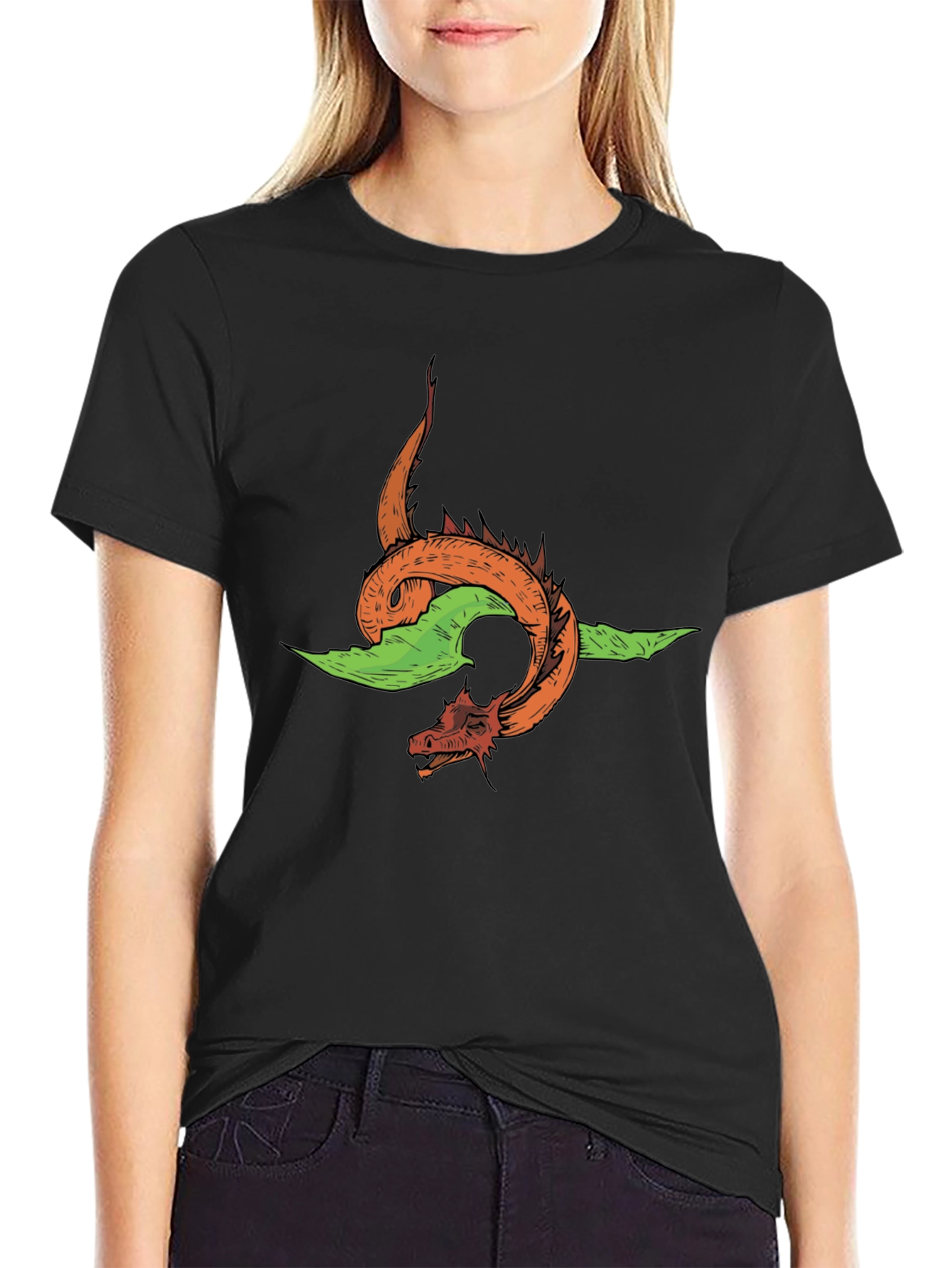Dragon Graphic Tee - Black Cotton T-Shirt
