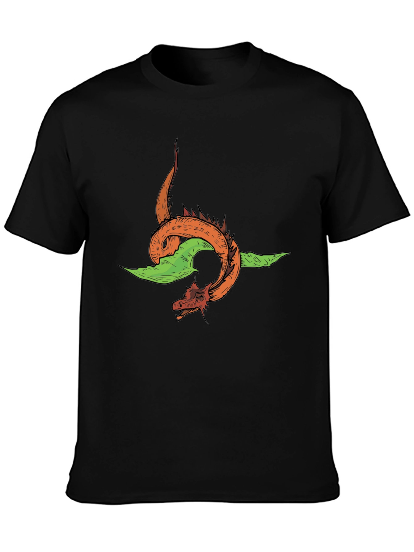 Dragon Graphic Tee - Black Cotton T-Shirt