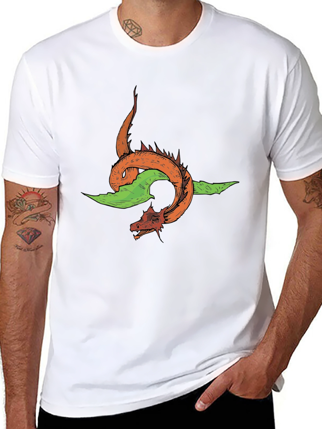Dragon Graphic Tee - Black Cotton T-Shirt
