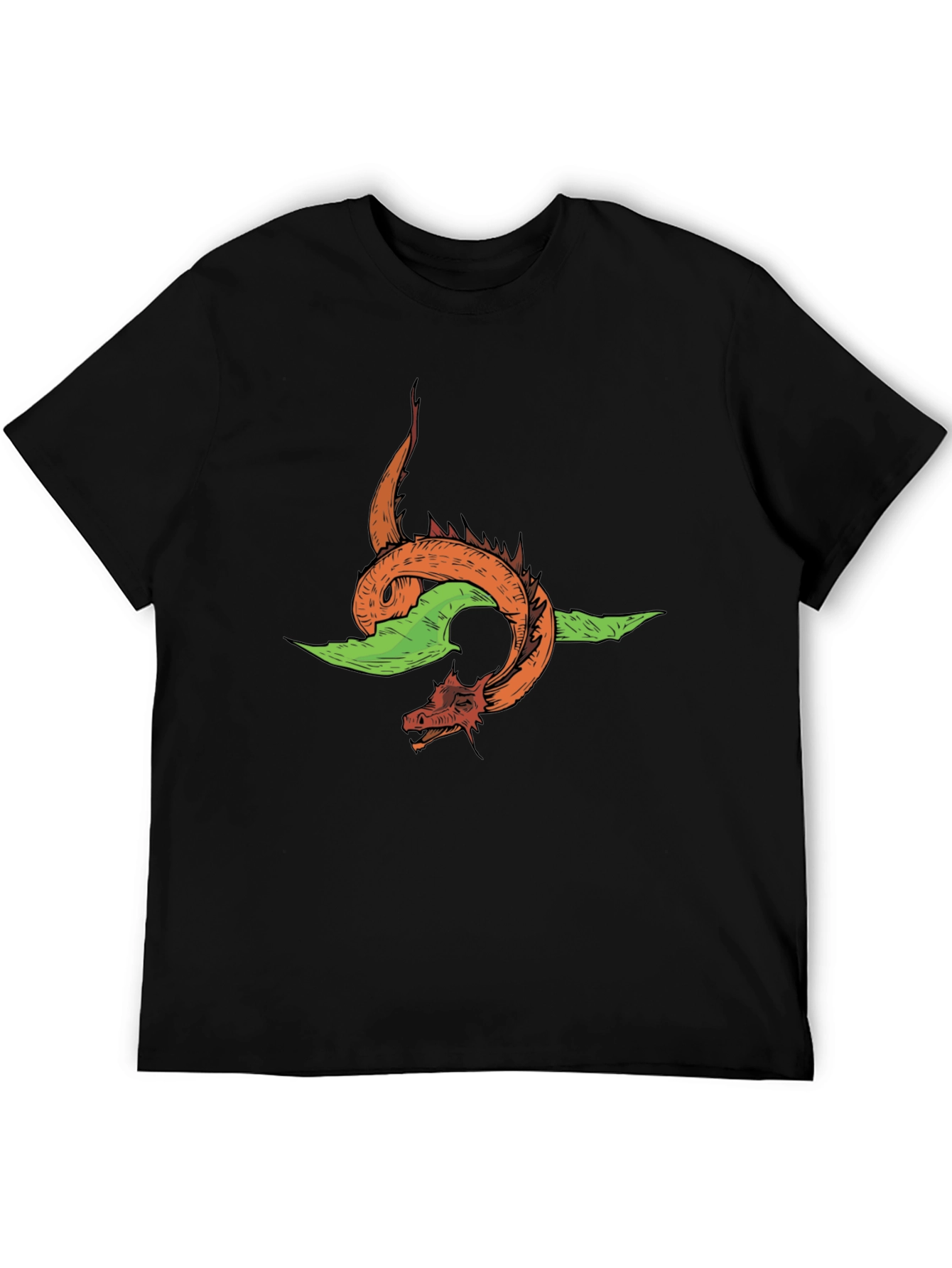 Dragon Graphic Tee - Black Cotton T-Shirt