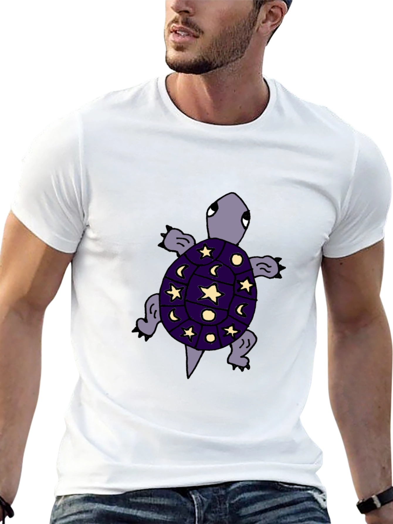 Cosmic Turtle Graphic Tee - Unique Starry Night Design