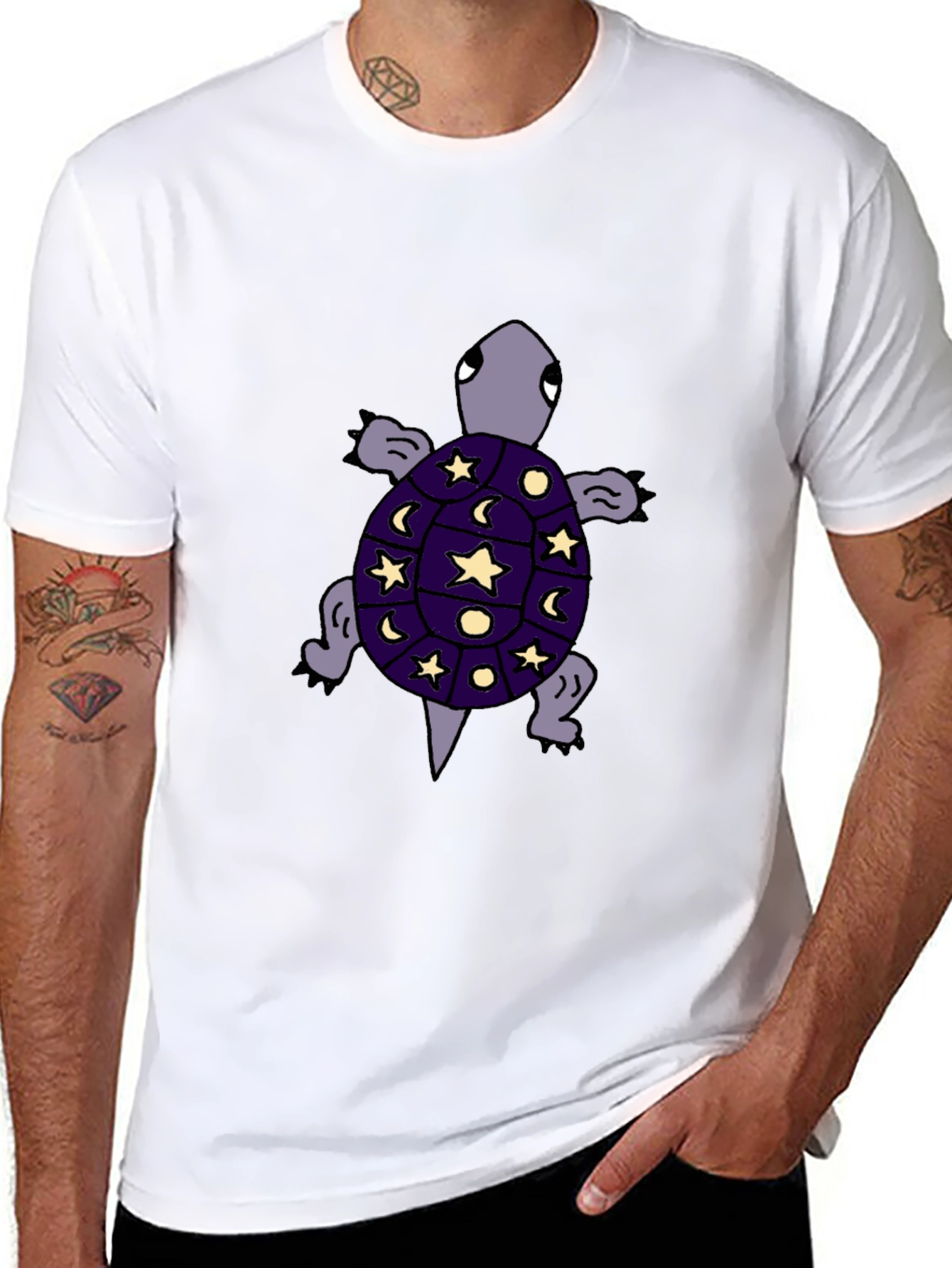Cosmic Turtle Graphic Tee - Unique Starry Night Design