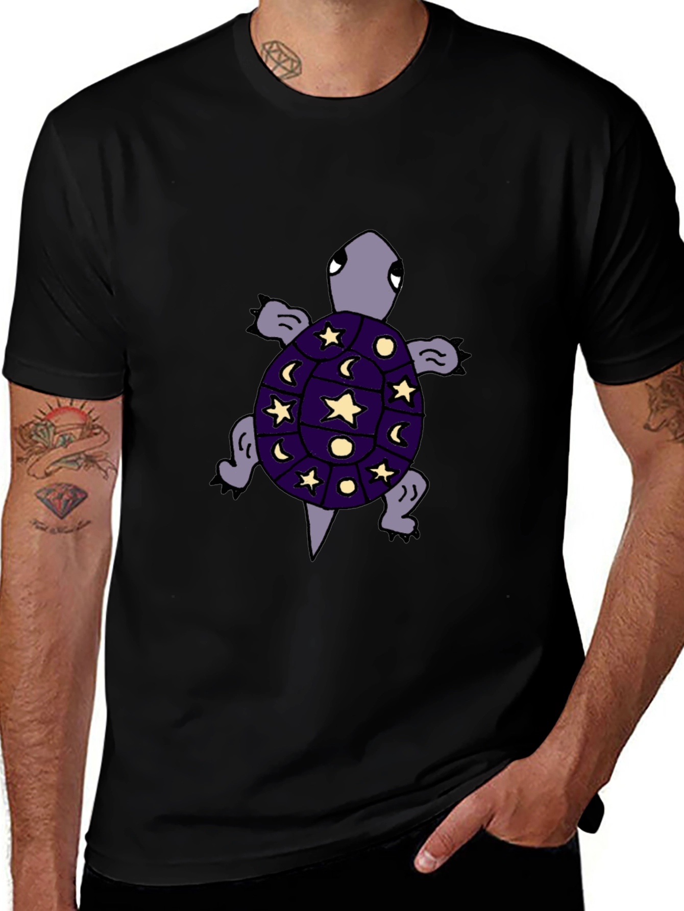 Cosmic Turtle Graphic Tee - Unique Starry Night Design