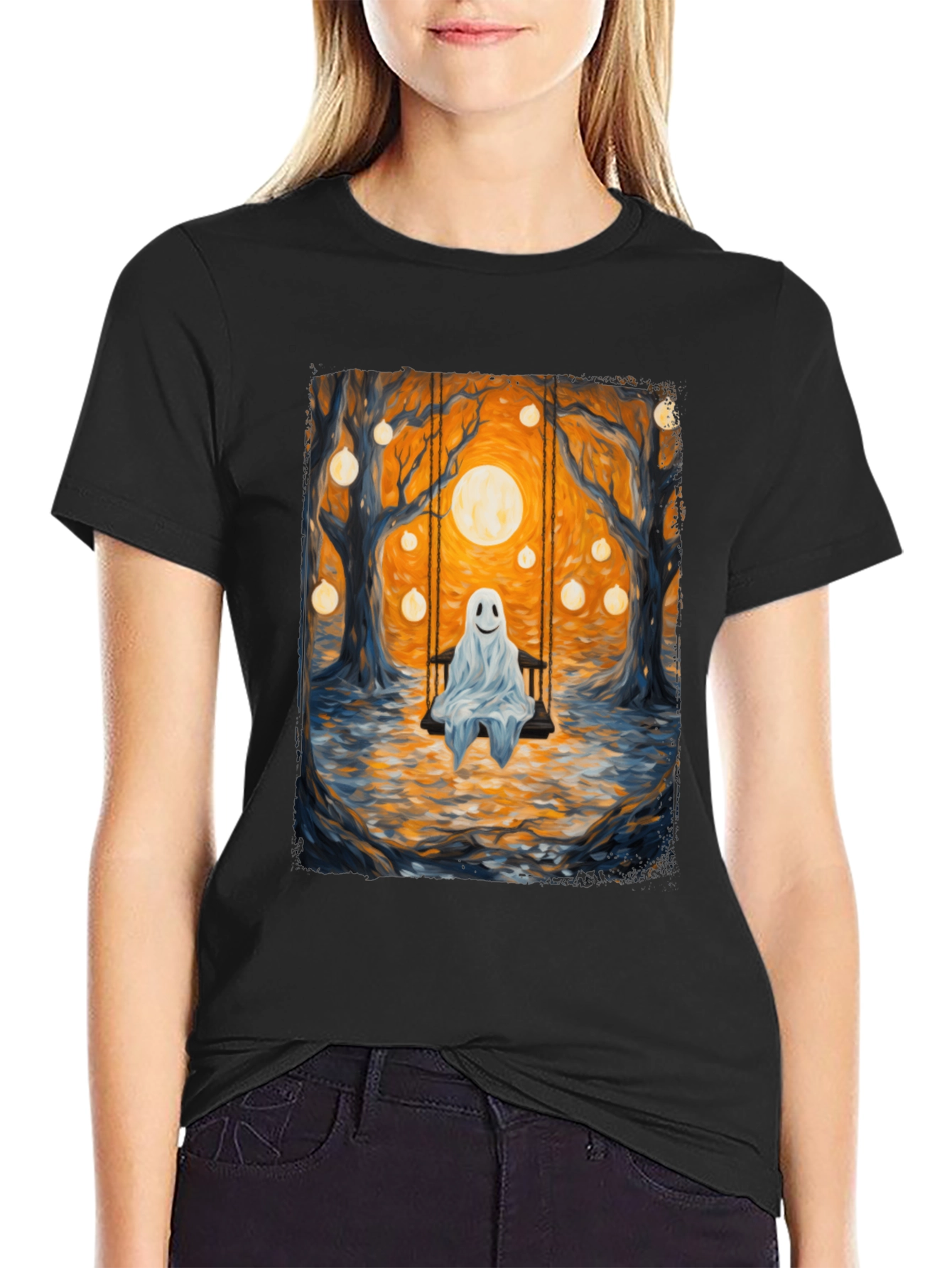 Ghost on Swing T-Shirt - Spooky Season