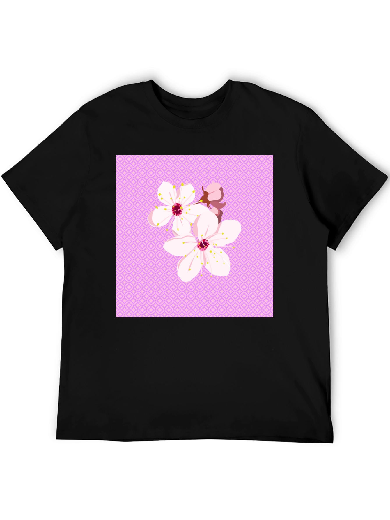 Floral Cherry Blossom Graphic Tee - Black