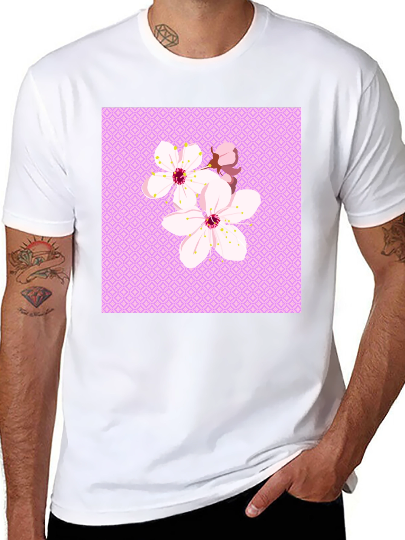 Floral Cherry Blossom Graphic Tee - Black