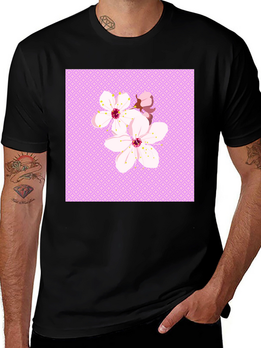 Floral Cherry Blossom Graphic Tee - Black